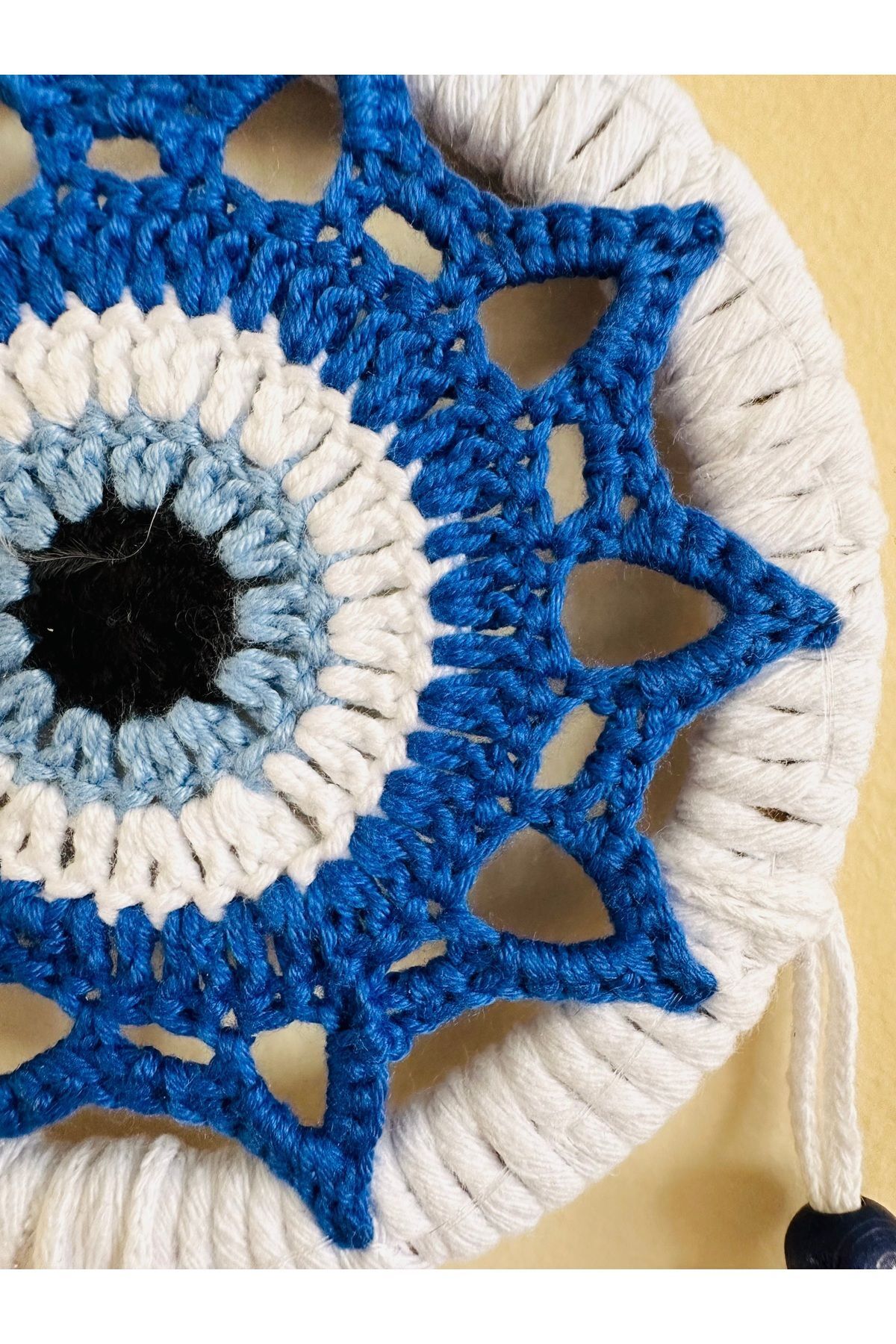 Nazar boncuklu Düş Kapanı, Rüya Kapanı, Dream Catcher mavi