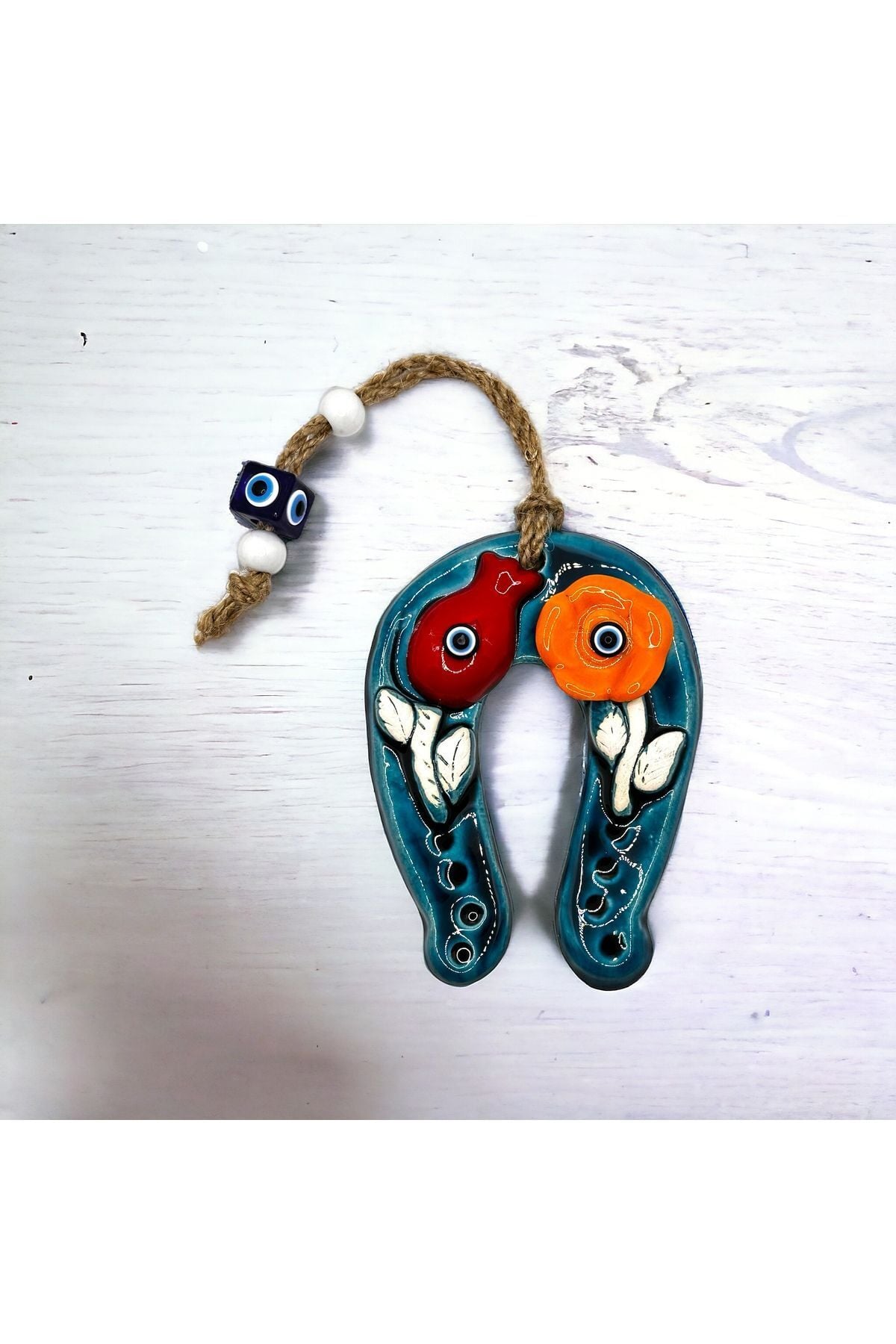 Nazarlık, Balkon,kapı,duvar, Bahçe Süsü, Nazar Boncuklu bereket at nalı fatma ana eli 29cm at nalı