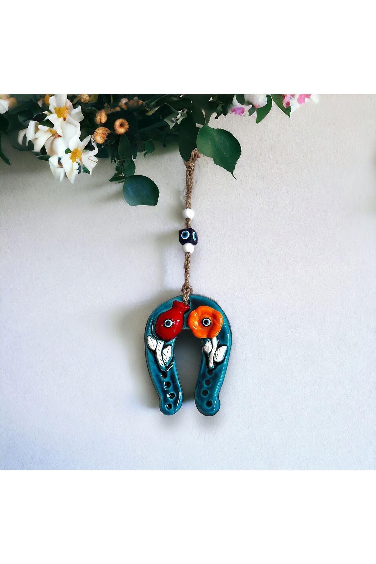 Nazarlık, Balkon,kapı,duvar, Bahçe Süsü, Nazar Boncuklu bereket at nalı fatma ana eli 29cm at nalı