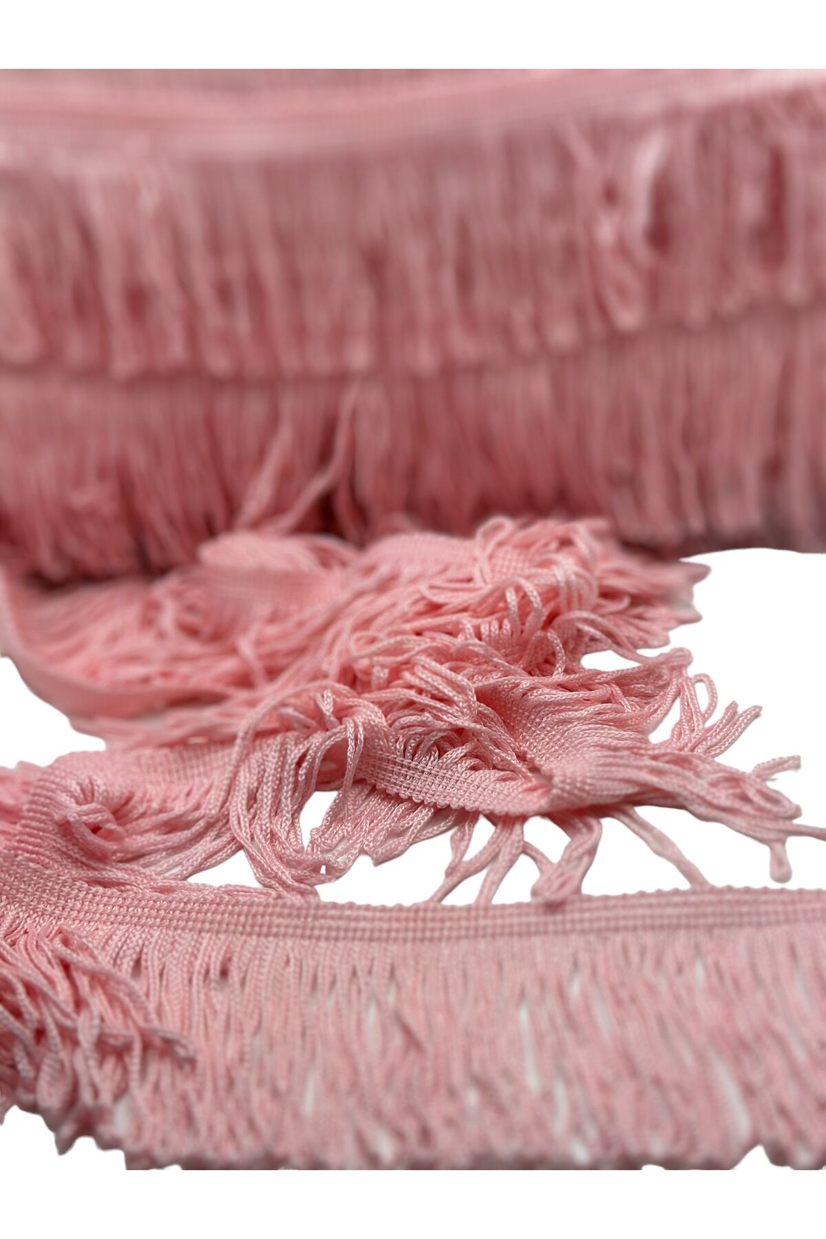Püskül Koltuk Yastık Örtü Püskülü Saçak Püskül Şerit Pamuklu 3 metre pudra pembe