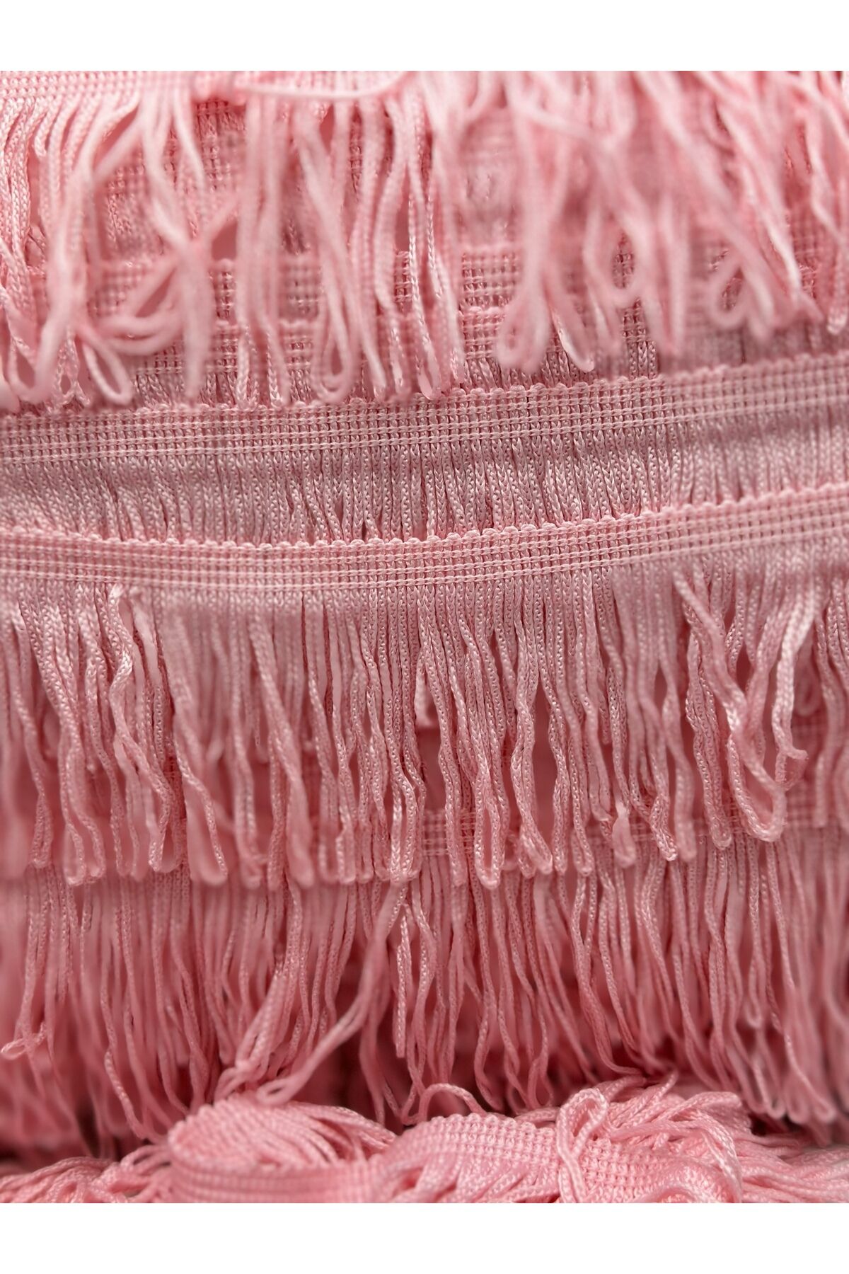 Püskül Koltuk Yastık Örtü Püskülü Saçak Püskül Şerit Pamuklu 3 metre pudra pembe
