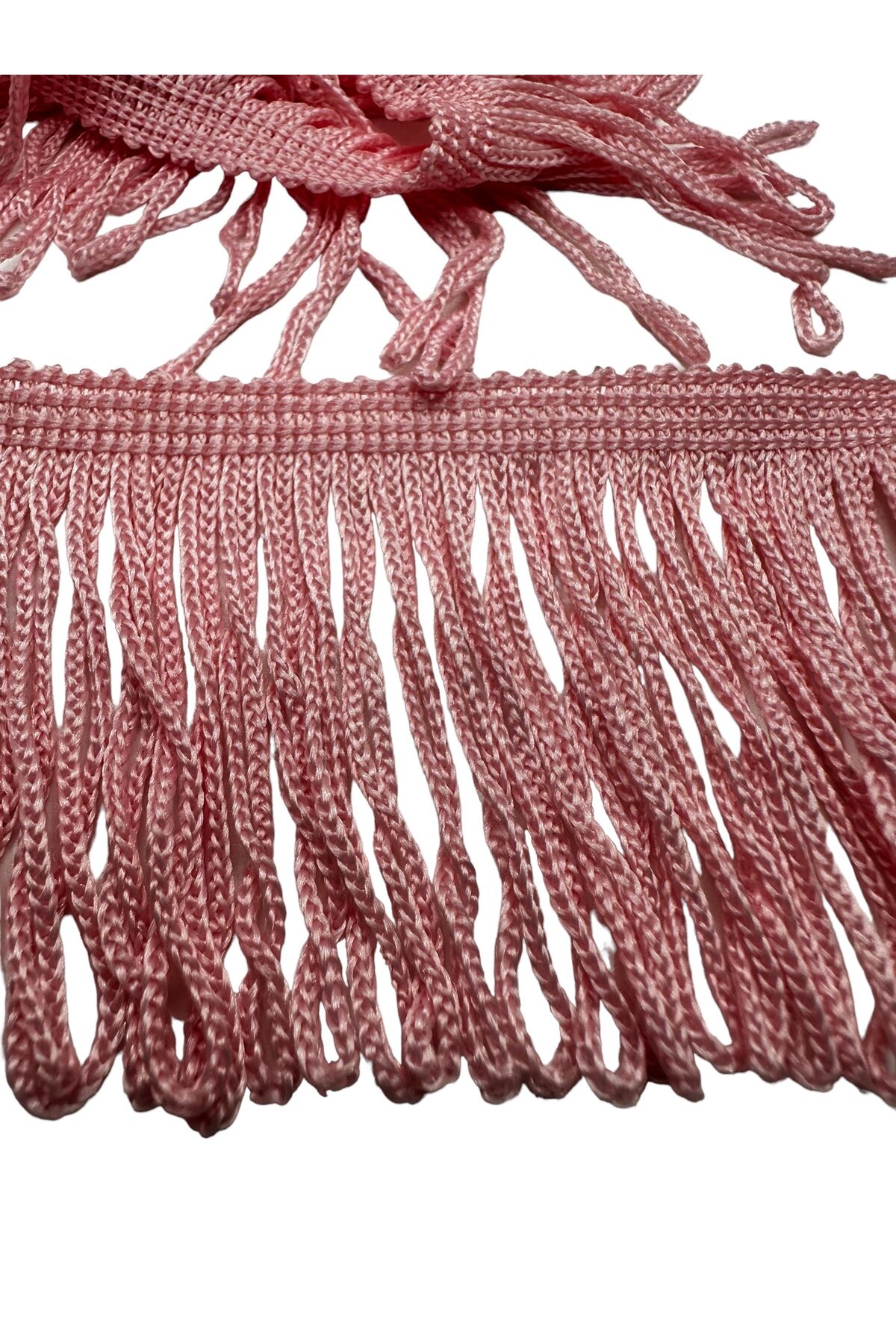 Püskül Koltuk Yastık Örtü Püskülü Saçak Püskül Şerit Pamuklu 3 metre pudra pembe