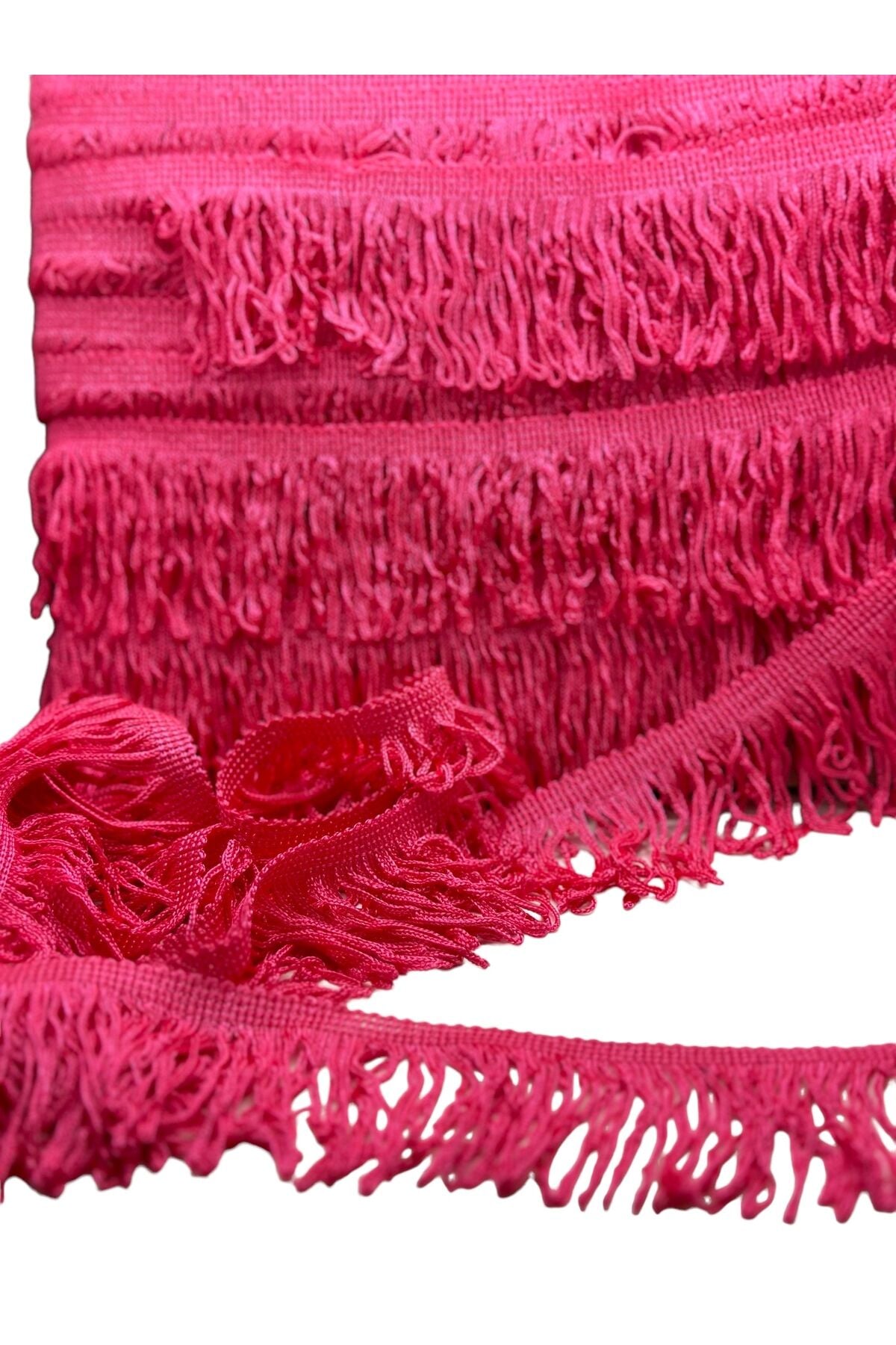 Püskül Koltuk Yastık Örtü Püskülü Saçak Püskül Şerit Pamuklu 3 metre fuşya