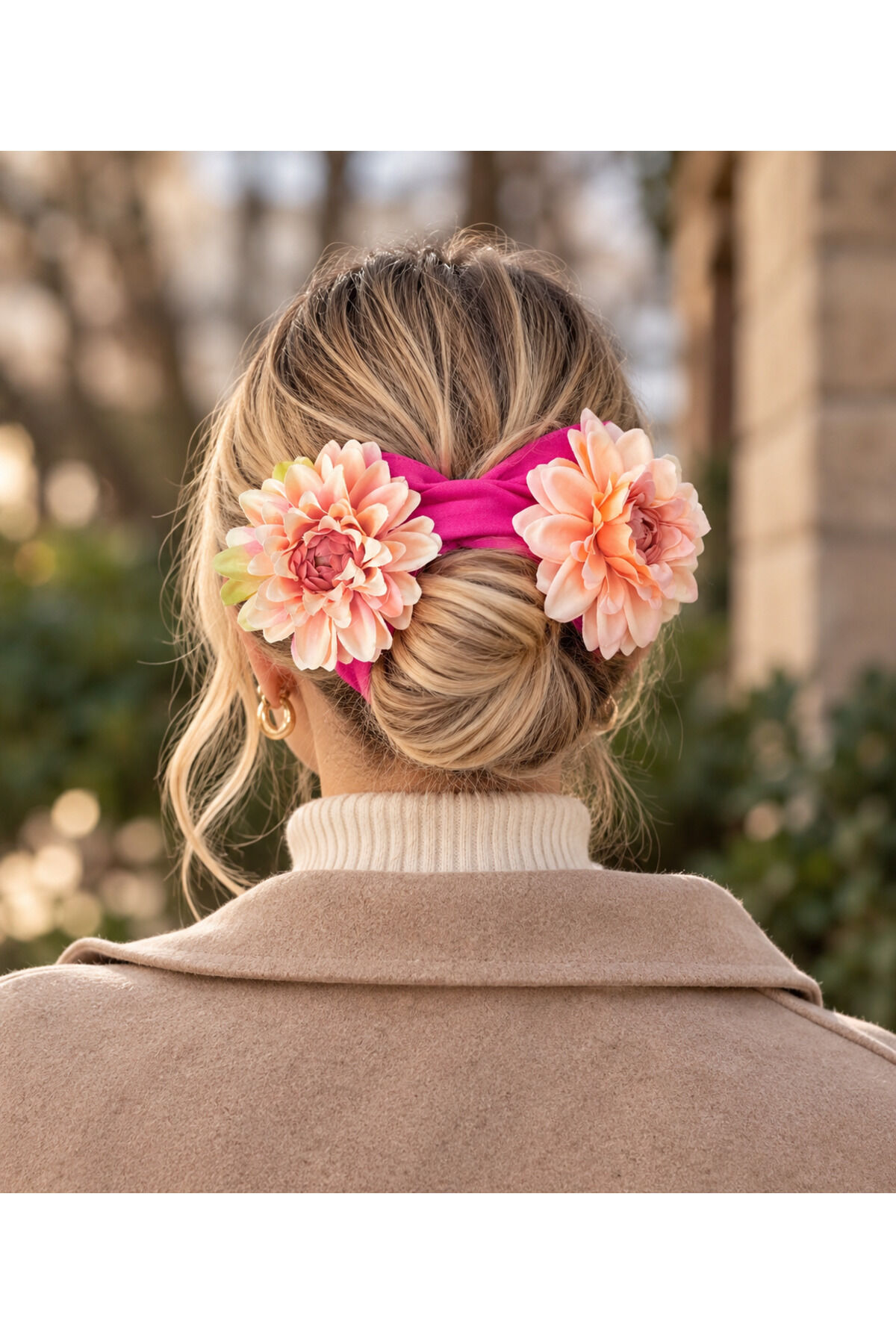 Çiçekli Telli Topuz Aparatı – Flower Bun Wrap | Kumaş Saç Aksesuarı