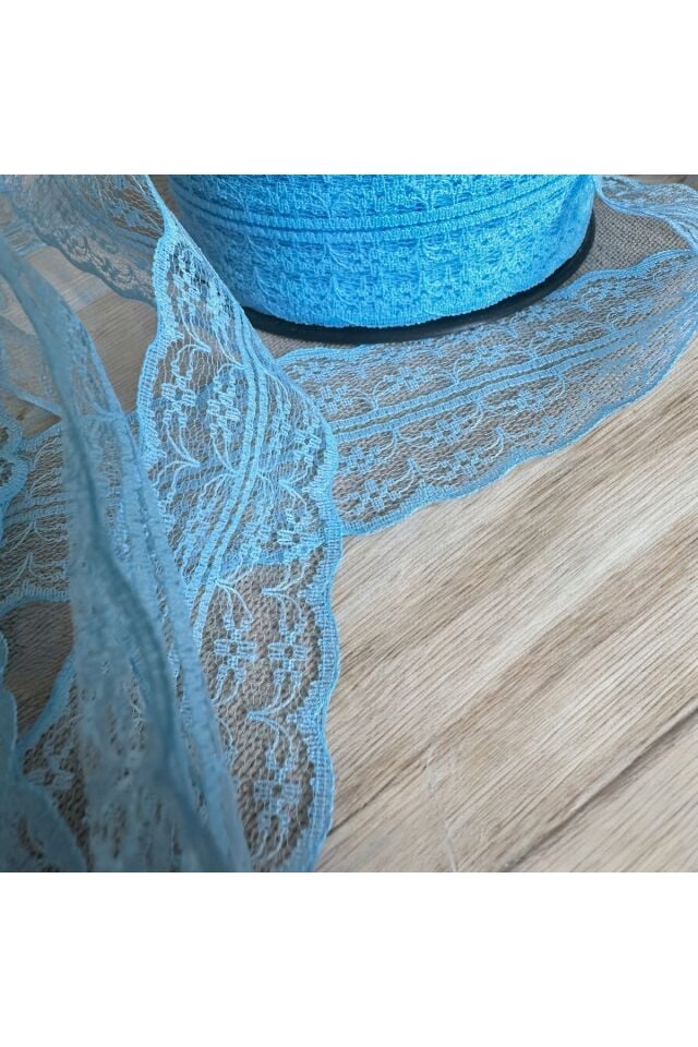 Dantel kurdele İşlemeli Dantel Trim Şerit Bant Giysileri El Sanatları 4cm 3metre mavi