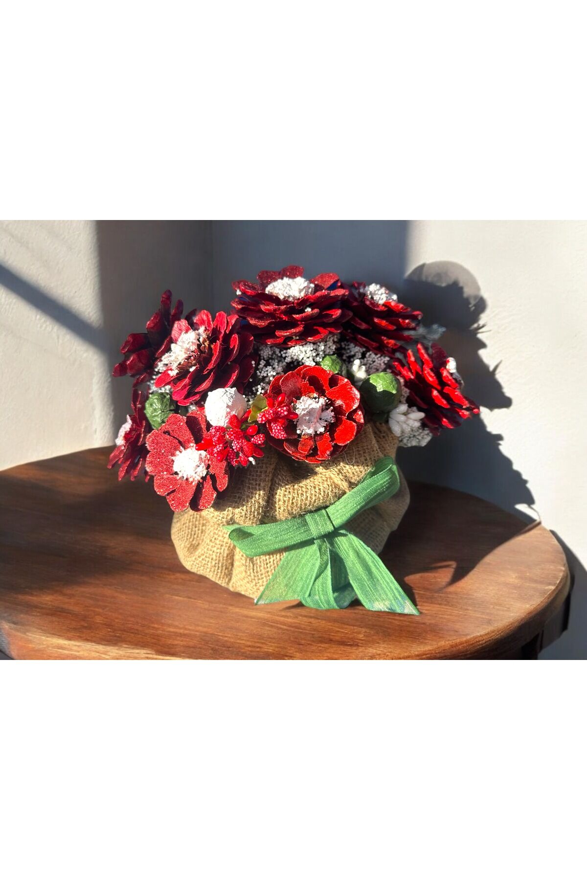 Çiçek Buketi kozalak tasarım solmayan Çiçek Buketi ev hediyesi Sevgililer günü hediye 22x15 cm