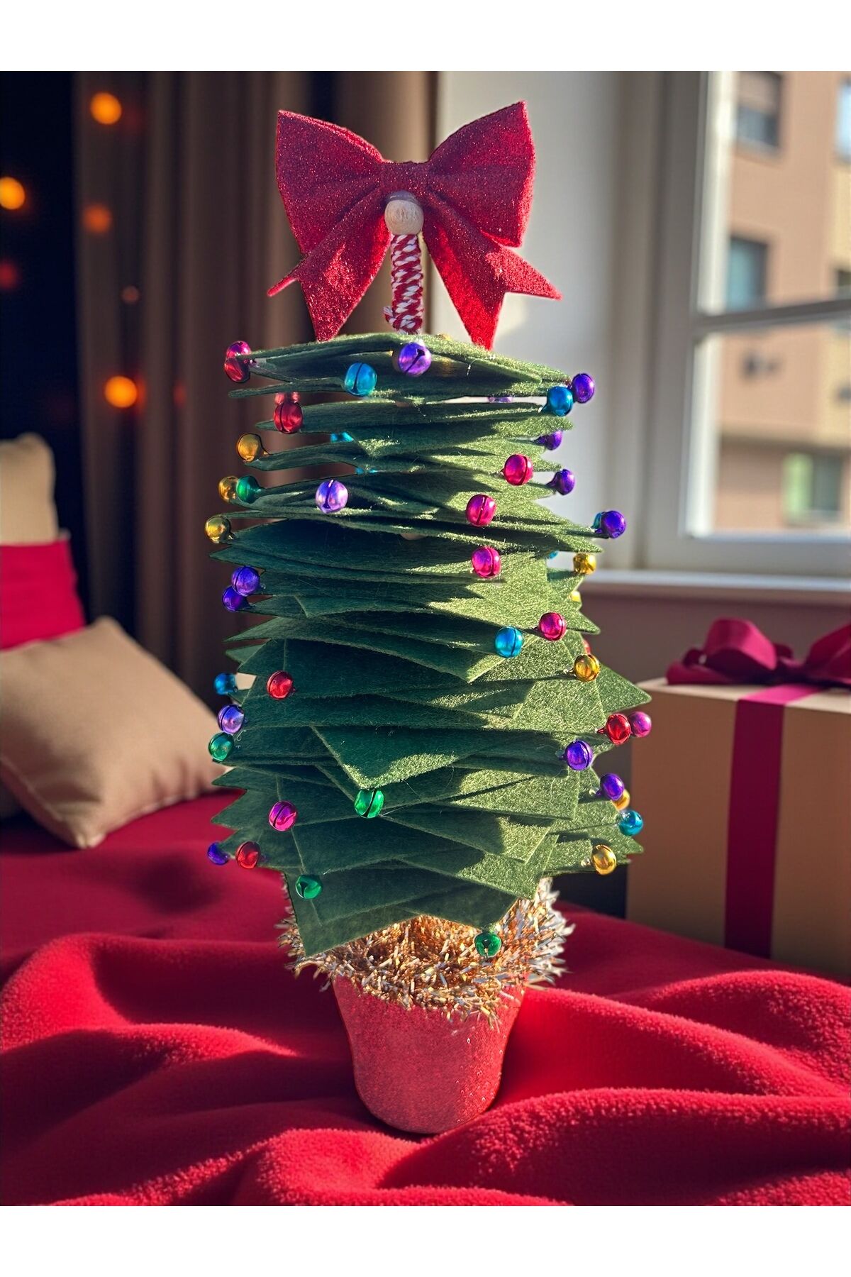 El yapımı tasarım Yılbaşı ağacı , saksılı mini yılbaşı ağacı masa süsü yılbaşı ağacı 45cm