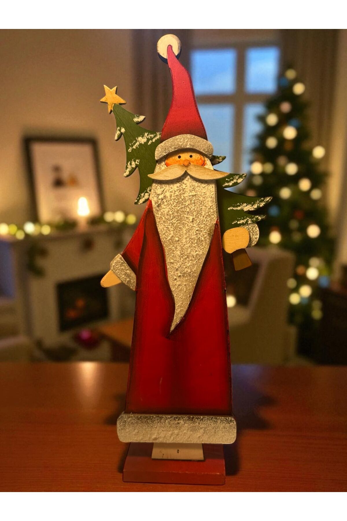 Ahşap Noel Baba masa süsü Hediyelik noel baba masa süsü