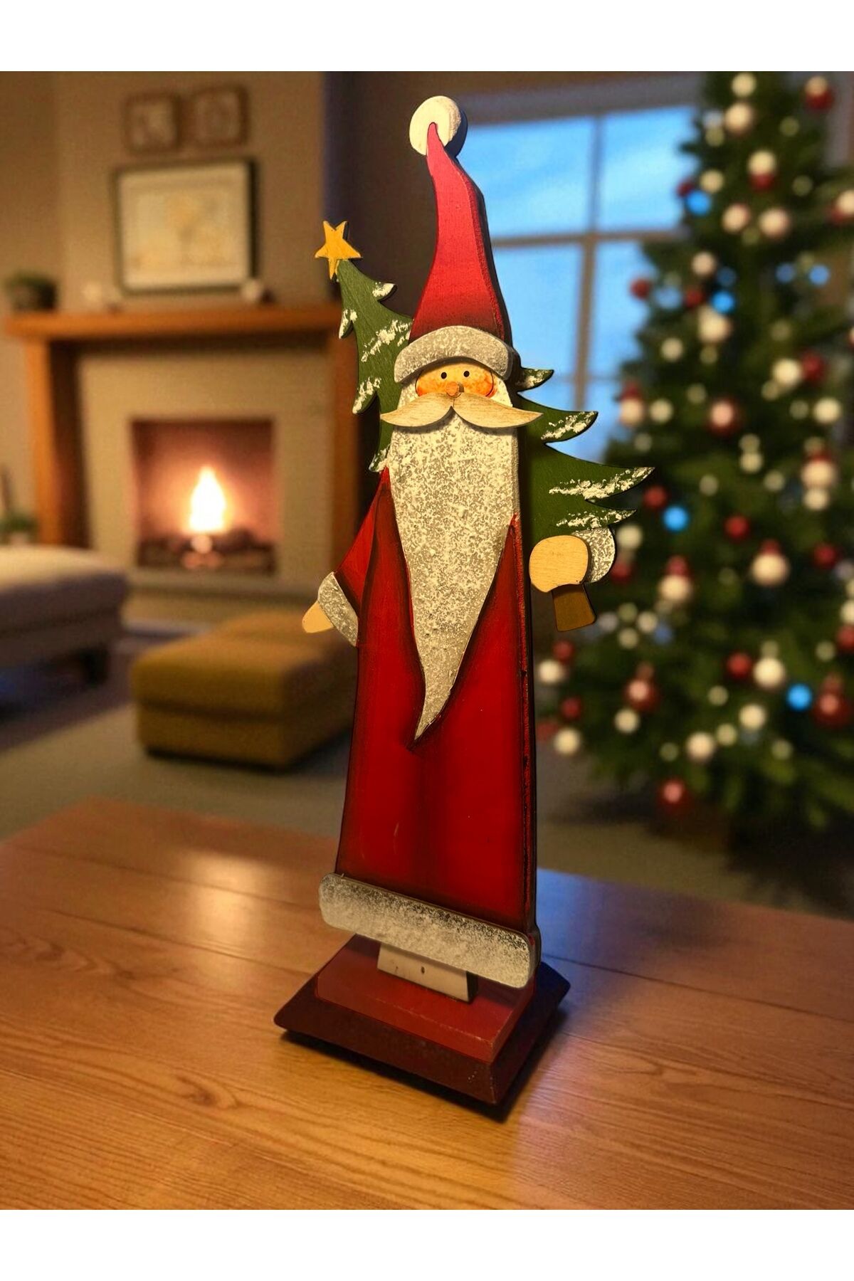 Ahşap Noel Baba masa süsü Hediyelik noel baba masa süsü