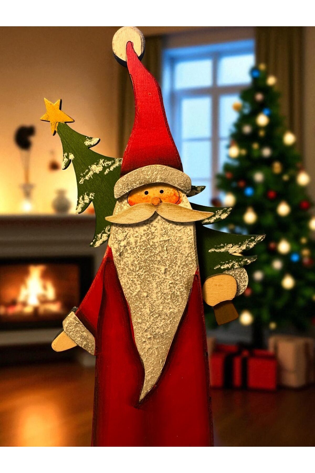Ahşap Noel Baba masa süsü Hediyelik noel baba masa süsü