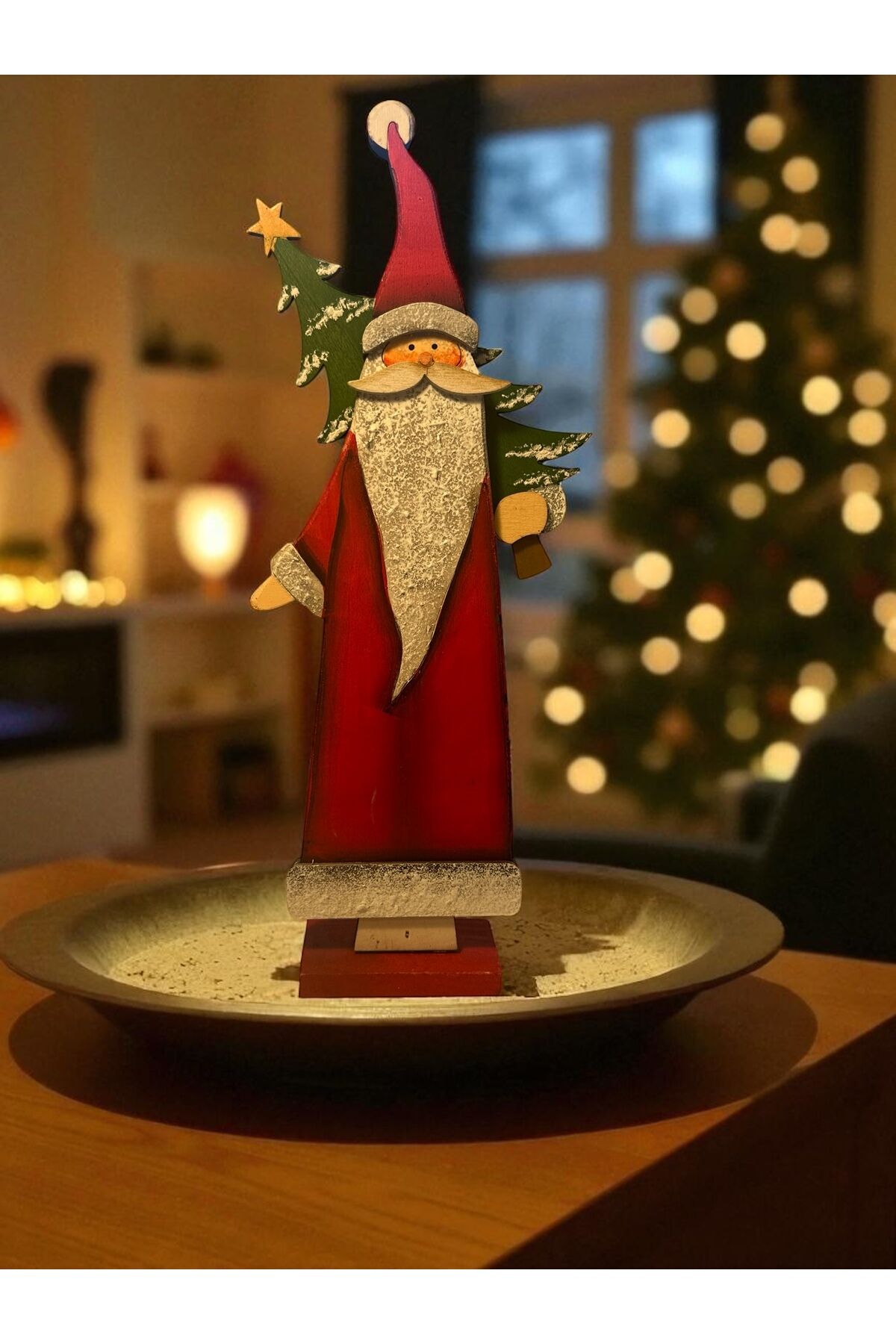 Ahşap Noel Baba masa süsü Hediyelik noel baba masa süsü