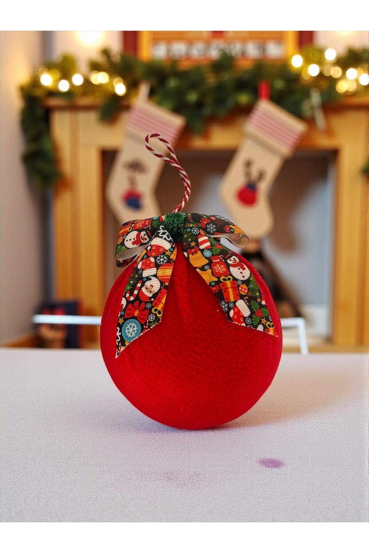 Büyük Küre yılbaşı süsü şeker kamışı yılbaşı seti handmade