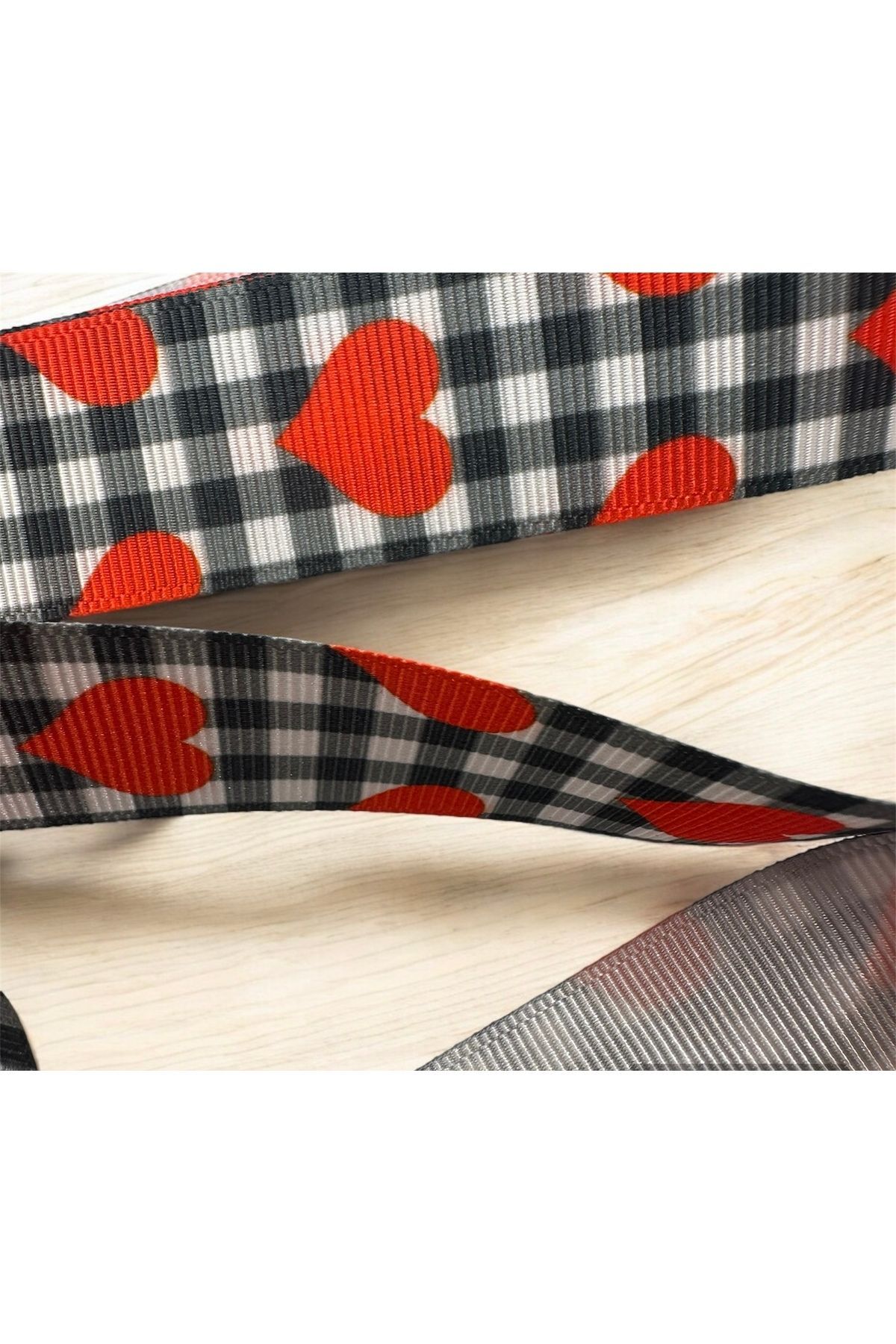 Kalp desenli kurdele Grogren kalp kurdele Kalpli kurdele 2.5 cm 5 metre ekose kalp