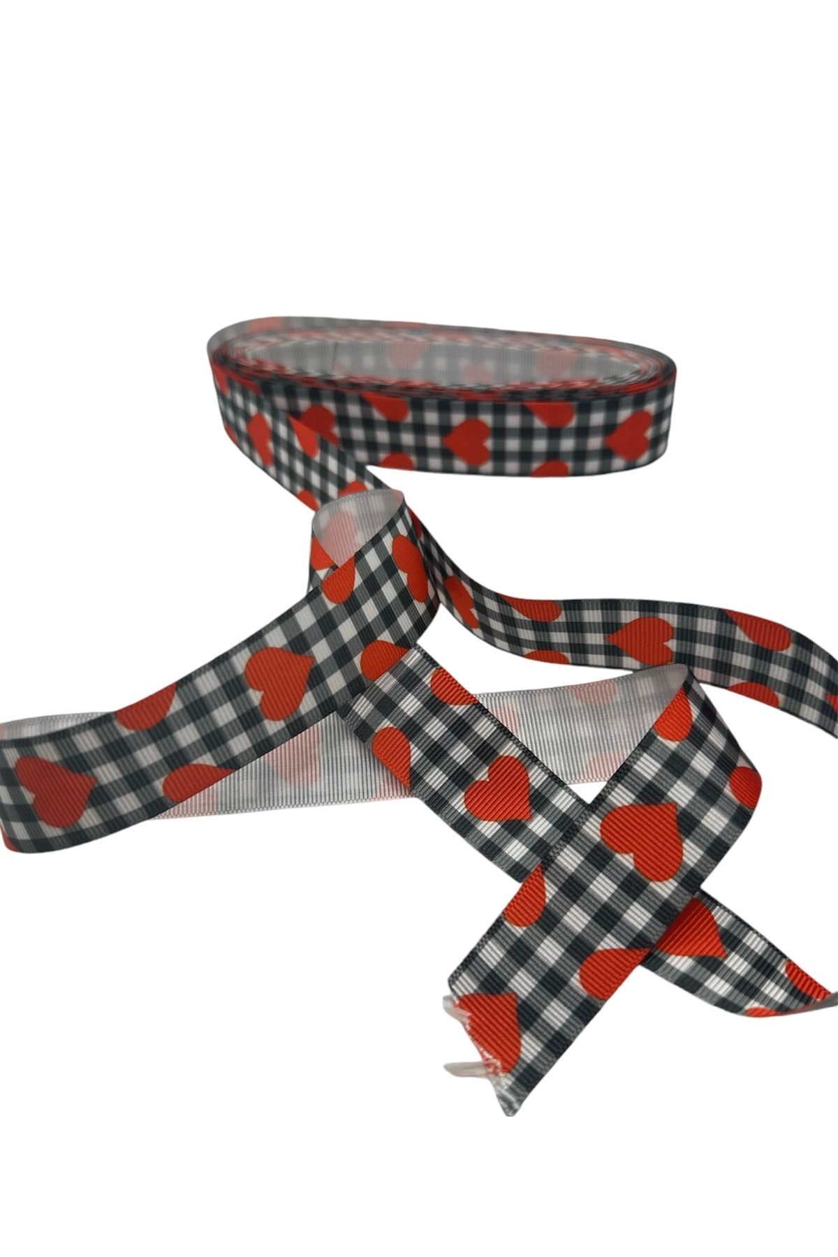 Kalp desenli kurdele Grogren kalp kurdele Kalpli kurdele 2.5 cm 5 metre ekose kalp