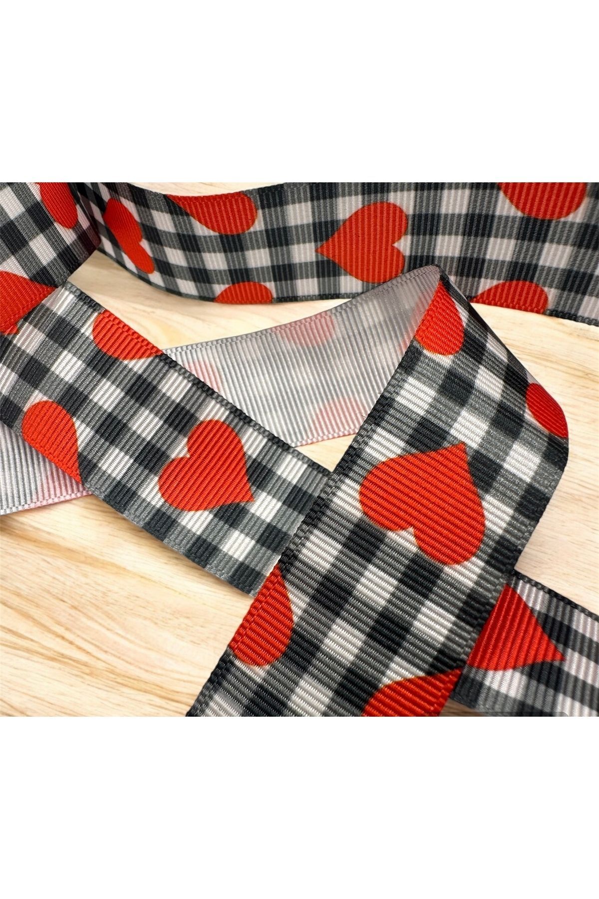 Kalp desenli kurdele Grogren kalp kurdele Kalpli kurdele 2.5 cm 5 metre ekose kalp