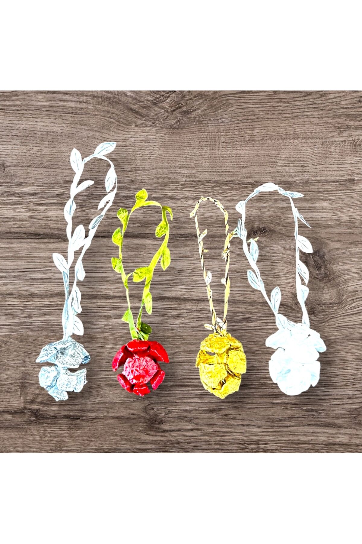 Yılbaşı ağacı süsü 4 lü set renkli küçük kozalak set Yılbası kozalak set