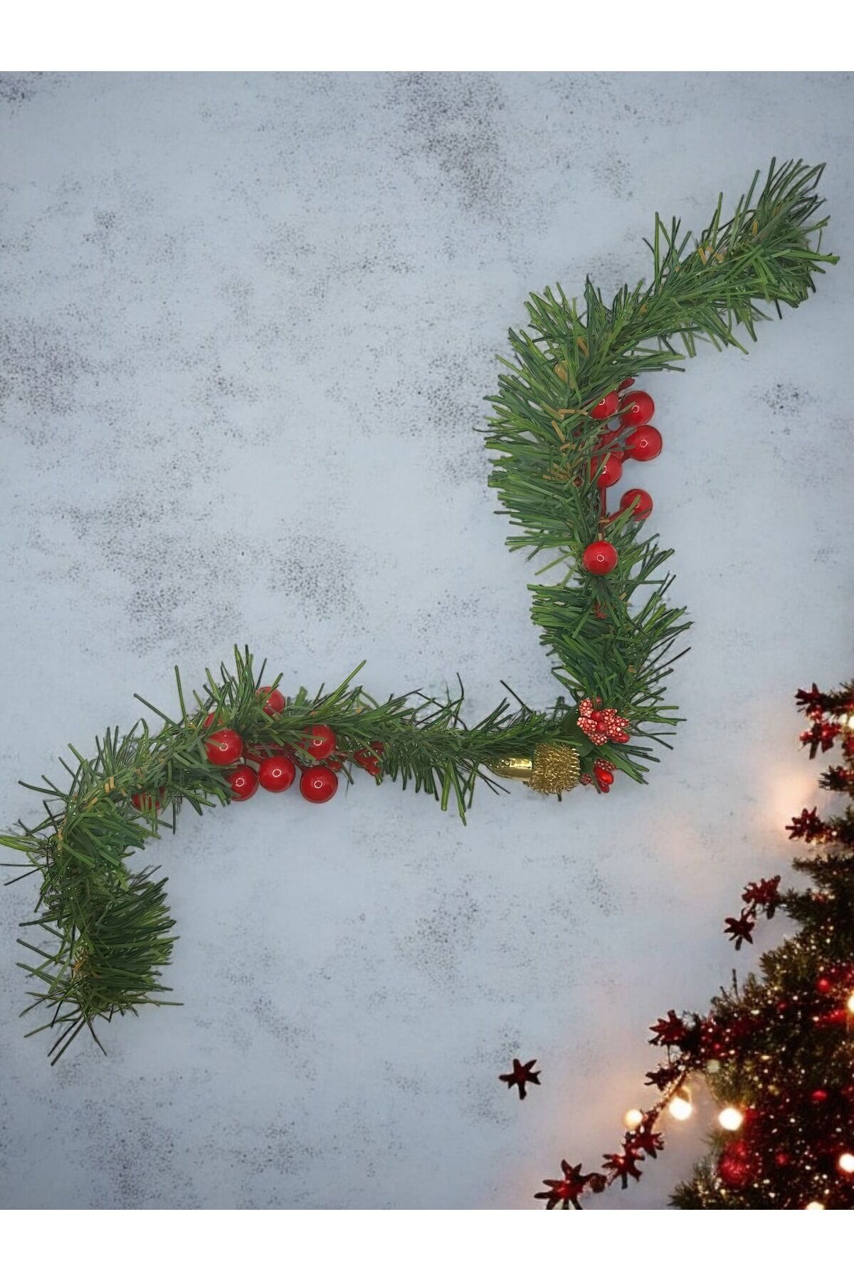 Yılbaşı Süsü Yeşil Garland Kokina süs Meyveli palamut Çam Dalı H Dekor Şömine  duvar Süs 50 cm