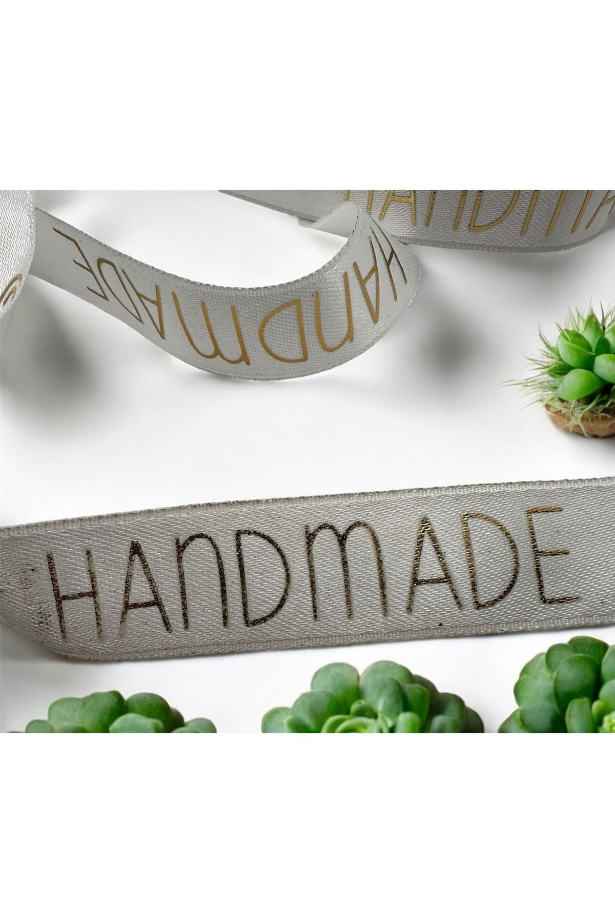 Paketleme kurdelesi Handmade yazılı kurdele Handmade kurdele handmade şerit  2,5 cm 5m altın handmade