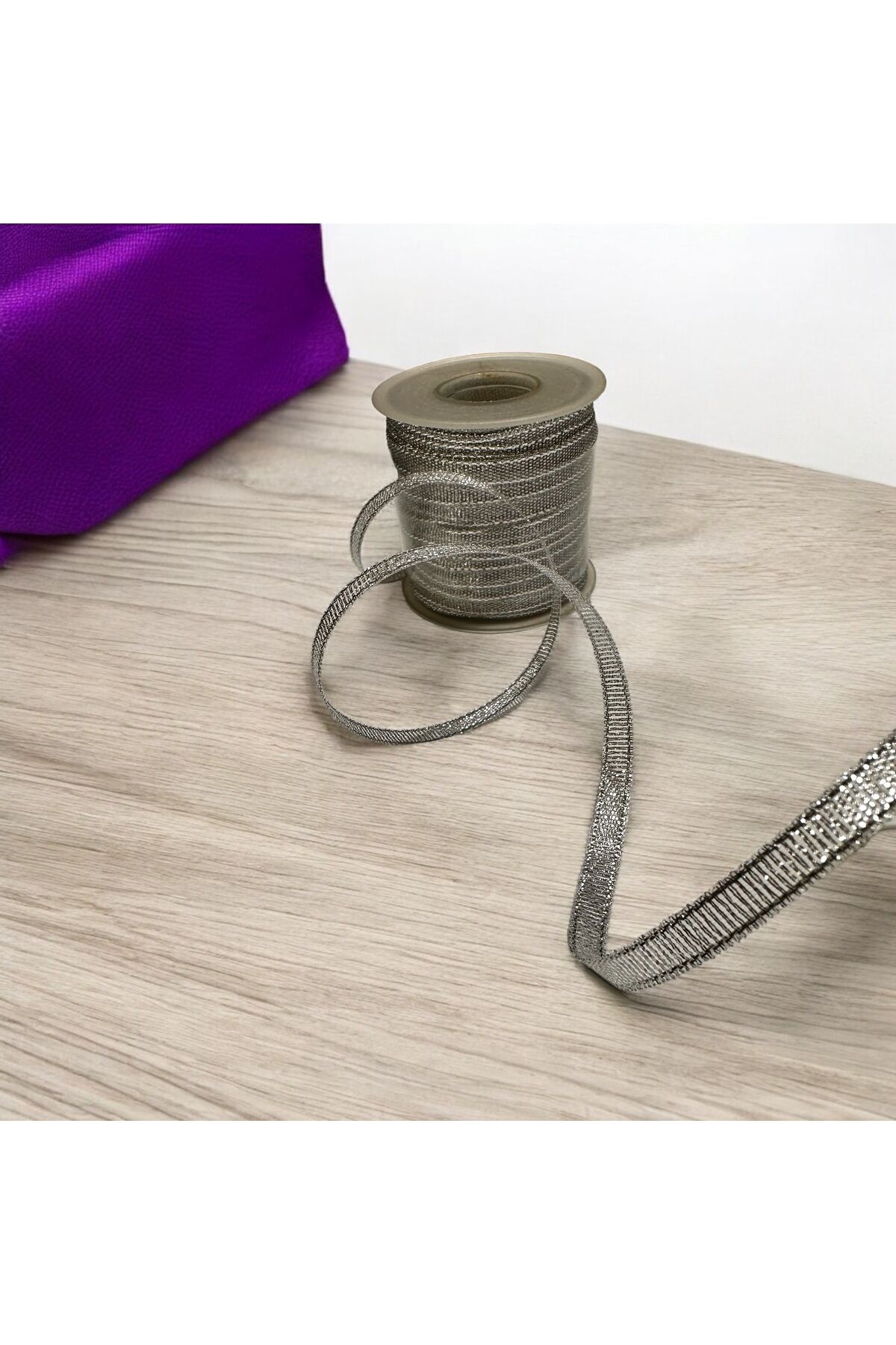 Paketleme kurdelesi simli kurdele paketleme ipi simli 0.5 cm 5 metre gümüş