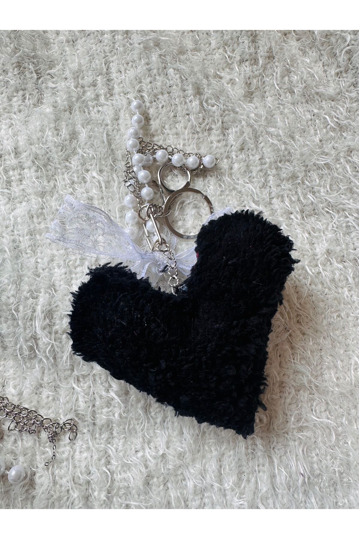 Çanta aksesuarı Çanta Charm Dantel Fiyonklu charm Peluş Kalp inci çanta charm