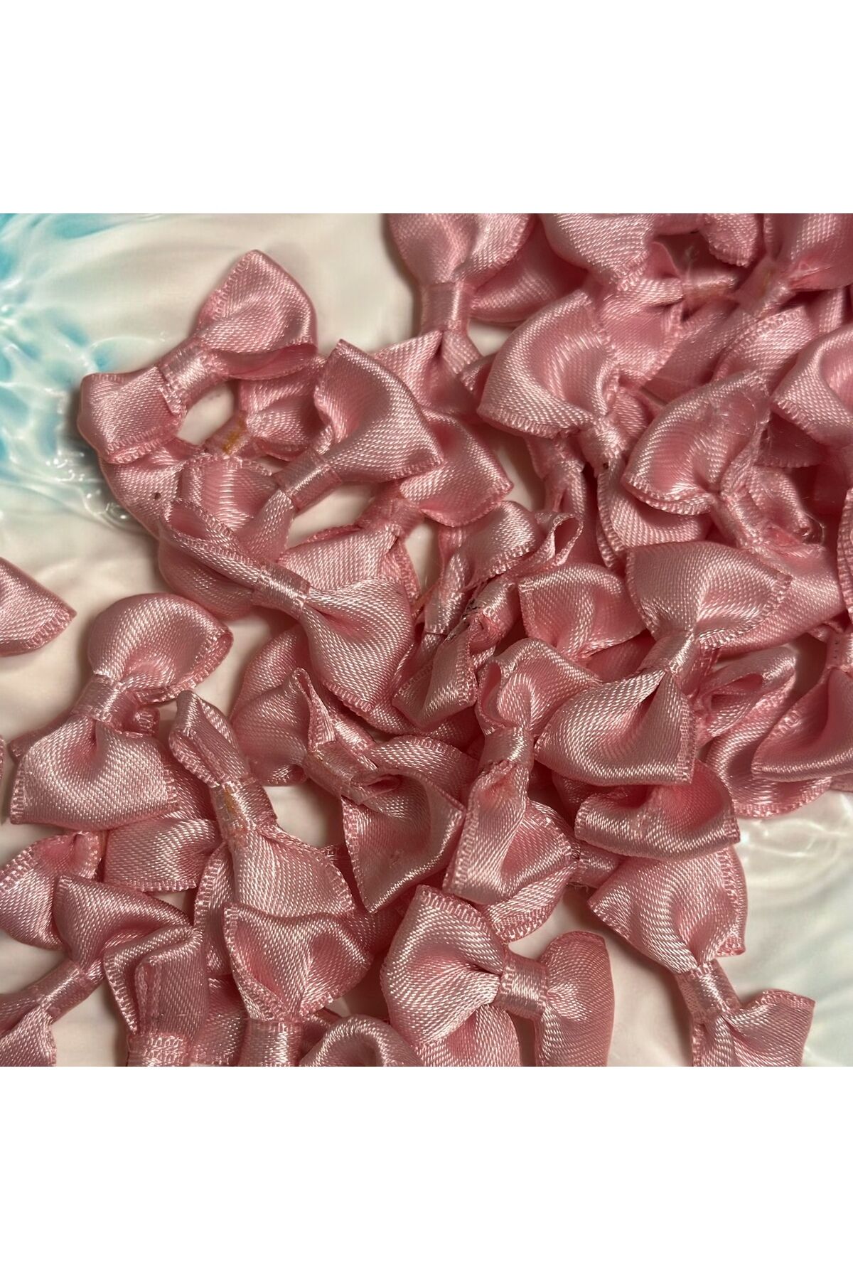 Saten fiyonk Saten kurdele fiyonk 25 adet pembe