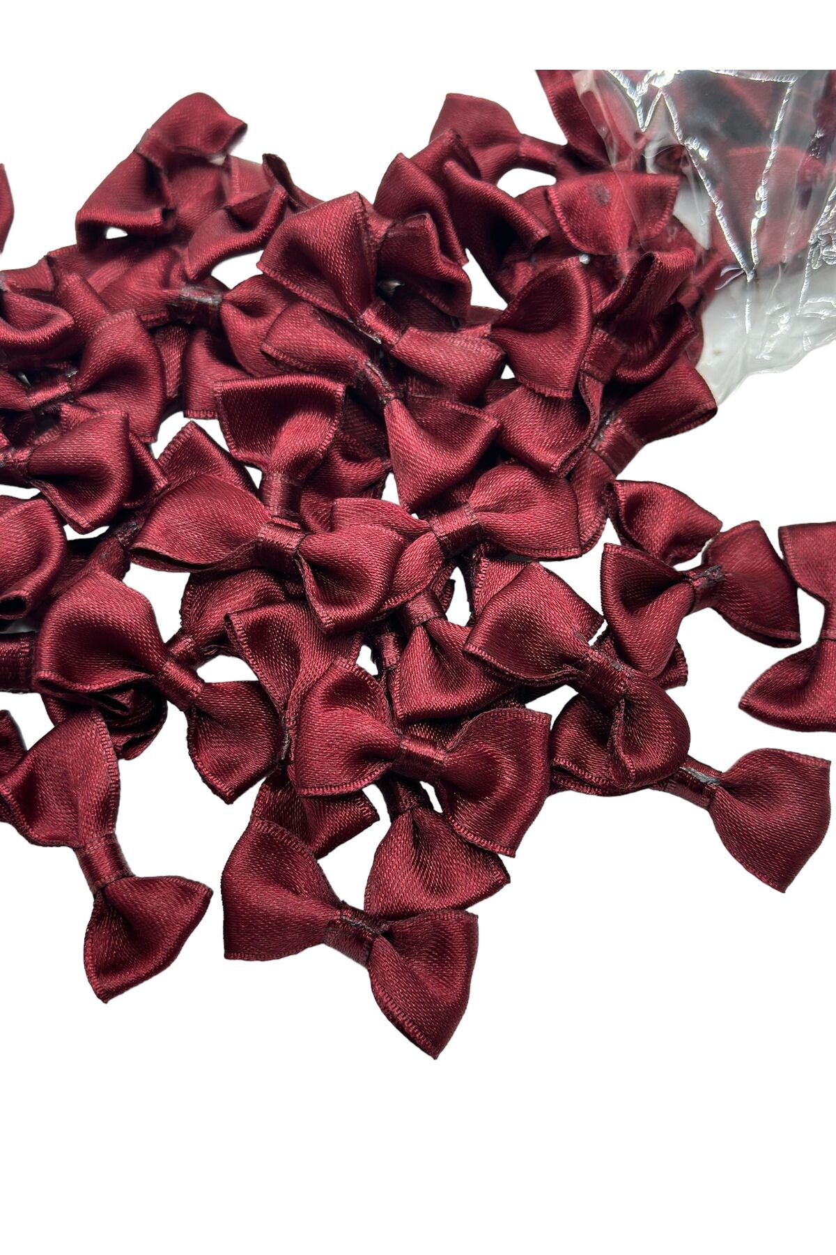 Saten fiyonk Saten kurdele fiyonk 25 adet bordo