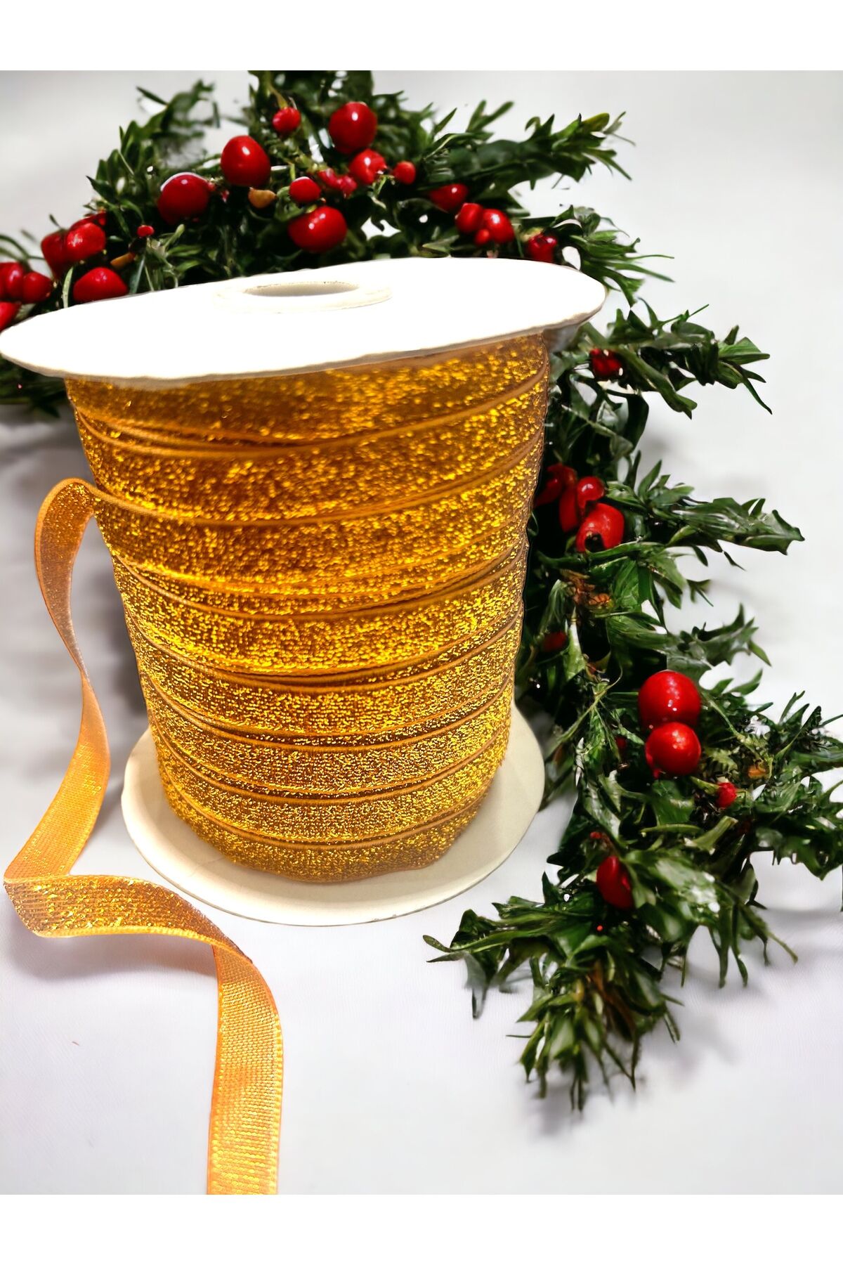 Simli Kadife Kurdele Parlak Kurdele Simli Kurdele 1 Cm 2 Metre altın sarısı simli