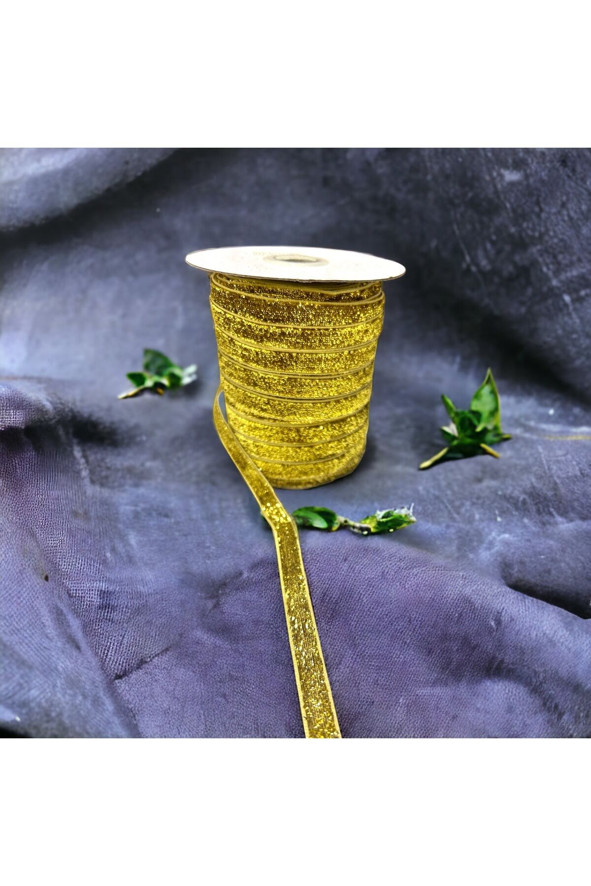 Simli Kadife Kurdele Parlak Kurdele Simli Kurdele 1 Cm 2 Metre sarı simli