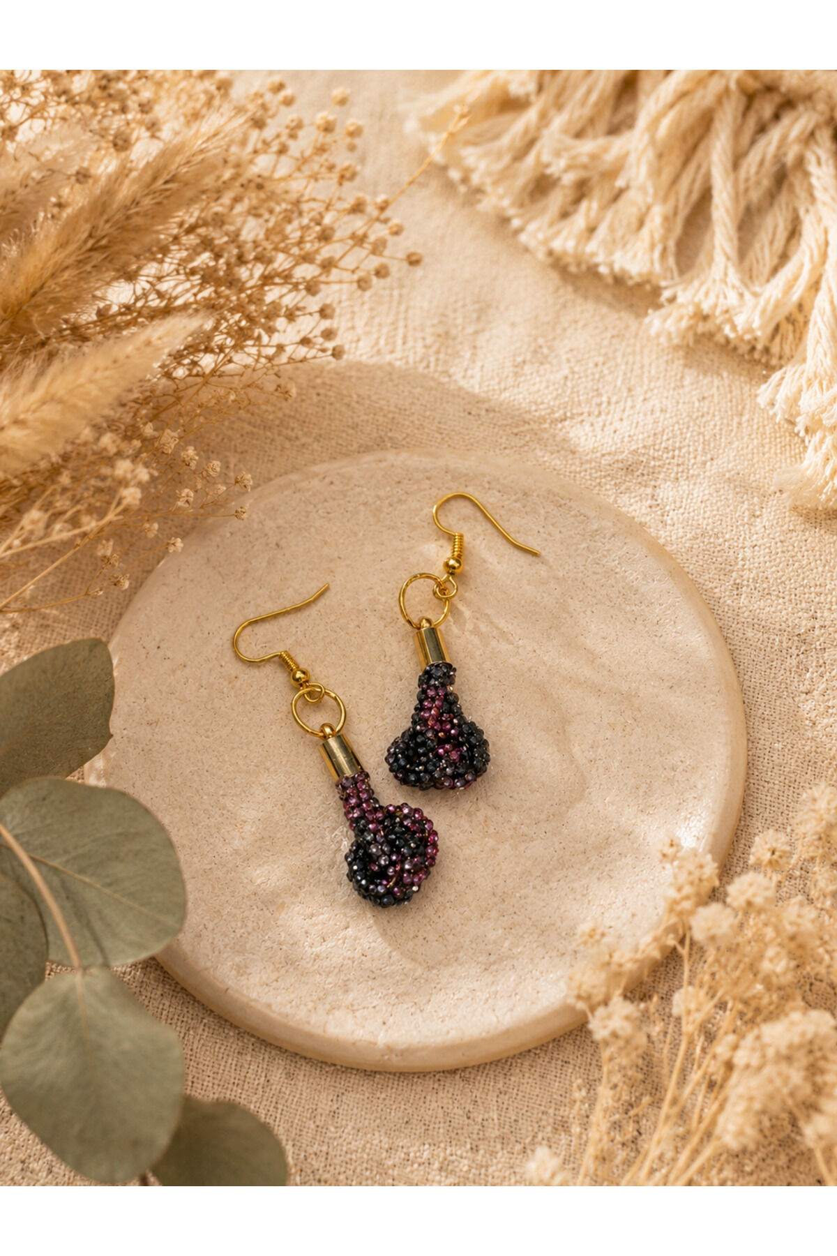 Işıltılı Boncuk Küpe – Boho Chic Sallantılı Küpe