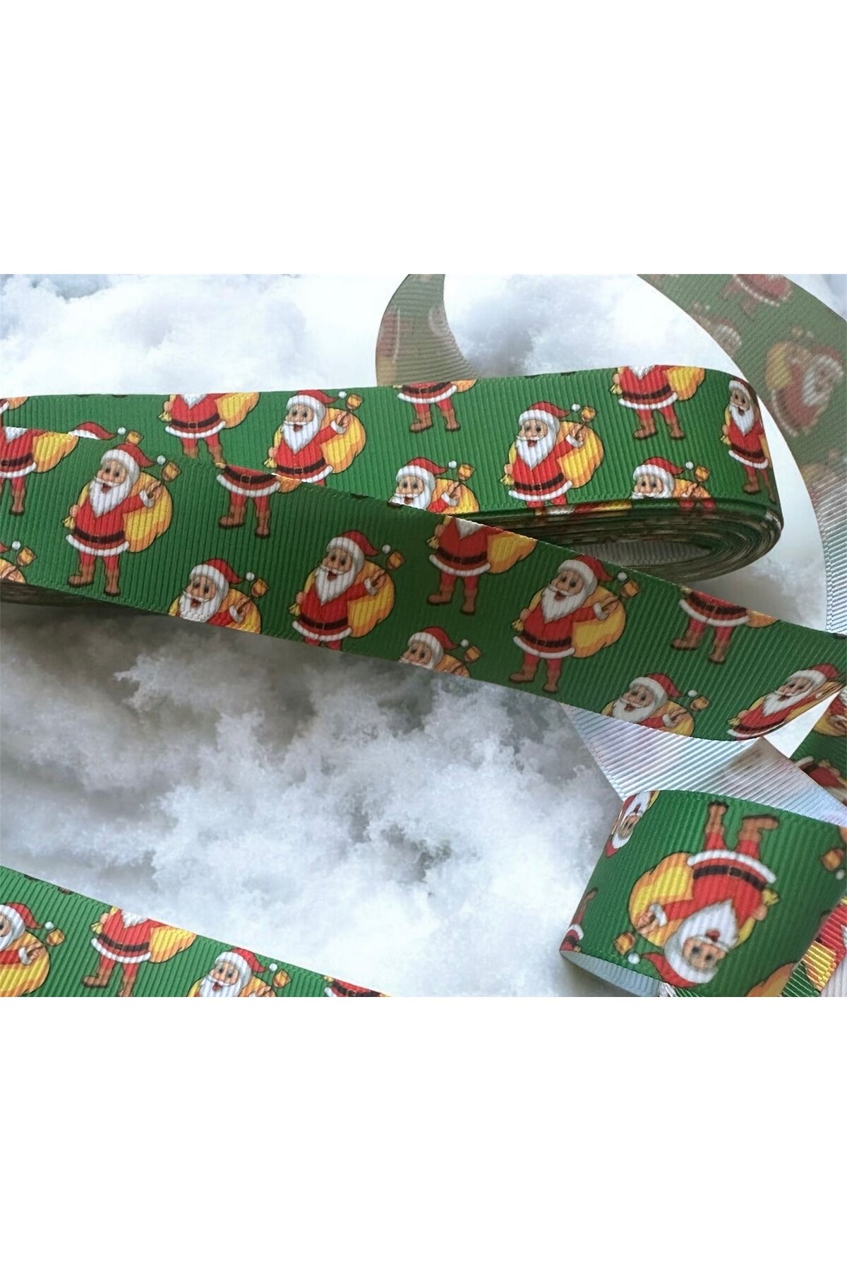 Yılbaşı Hediye Paketleme Kurdelesi Çam Ağacı Yılbaşı Kurdelesi Desenli Yılbaşı Kurdelesi 2 Metre noel baba