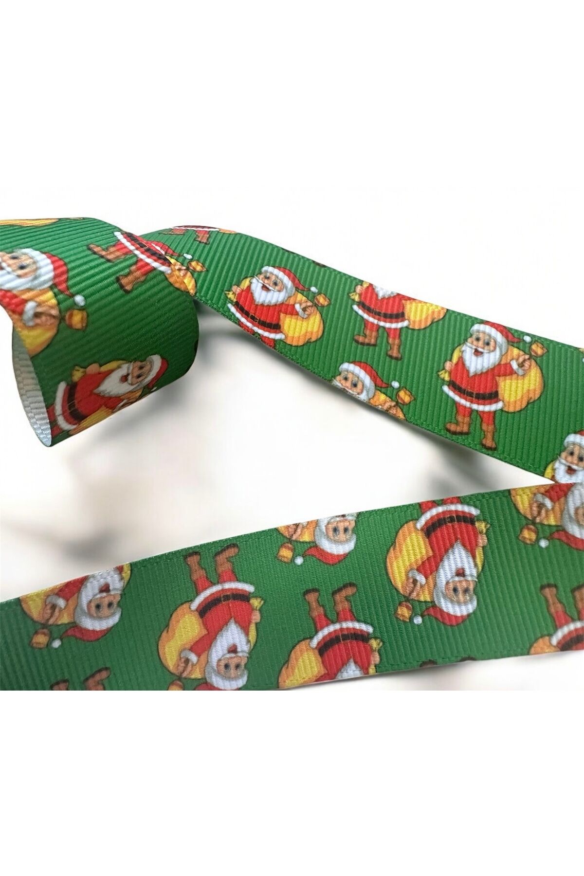Yılbaşı Hediye Paketleme Kurdelesi Çam Ağacı Yılbaşı Kurdelesi Desenli Yılbaşı Kurdelesi 2 Metre noel baba