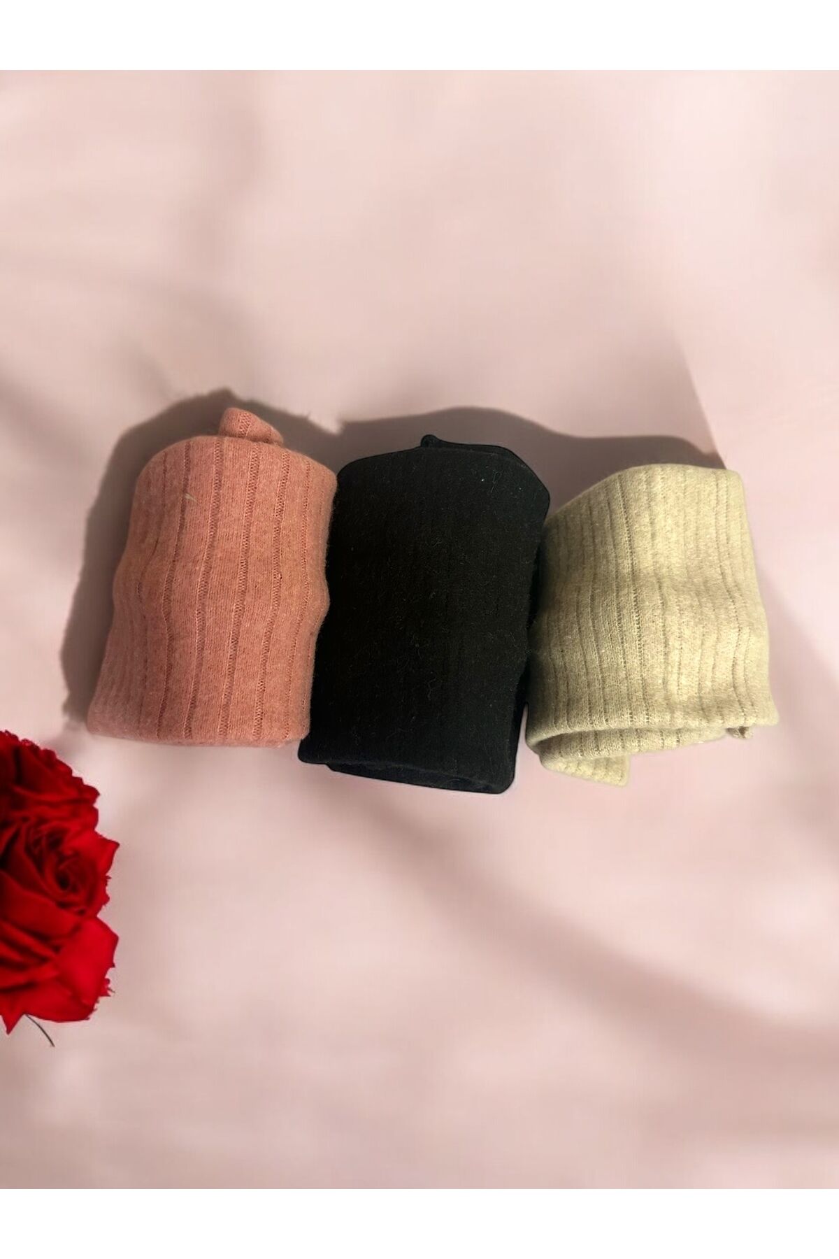 3 adet set bandana kalın bandana kışlık saç bandı  pamuklu saç bandı kalın Bej-Siyah-Pembe