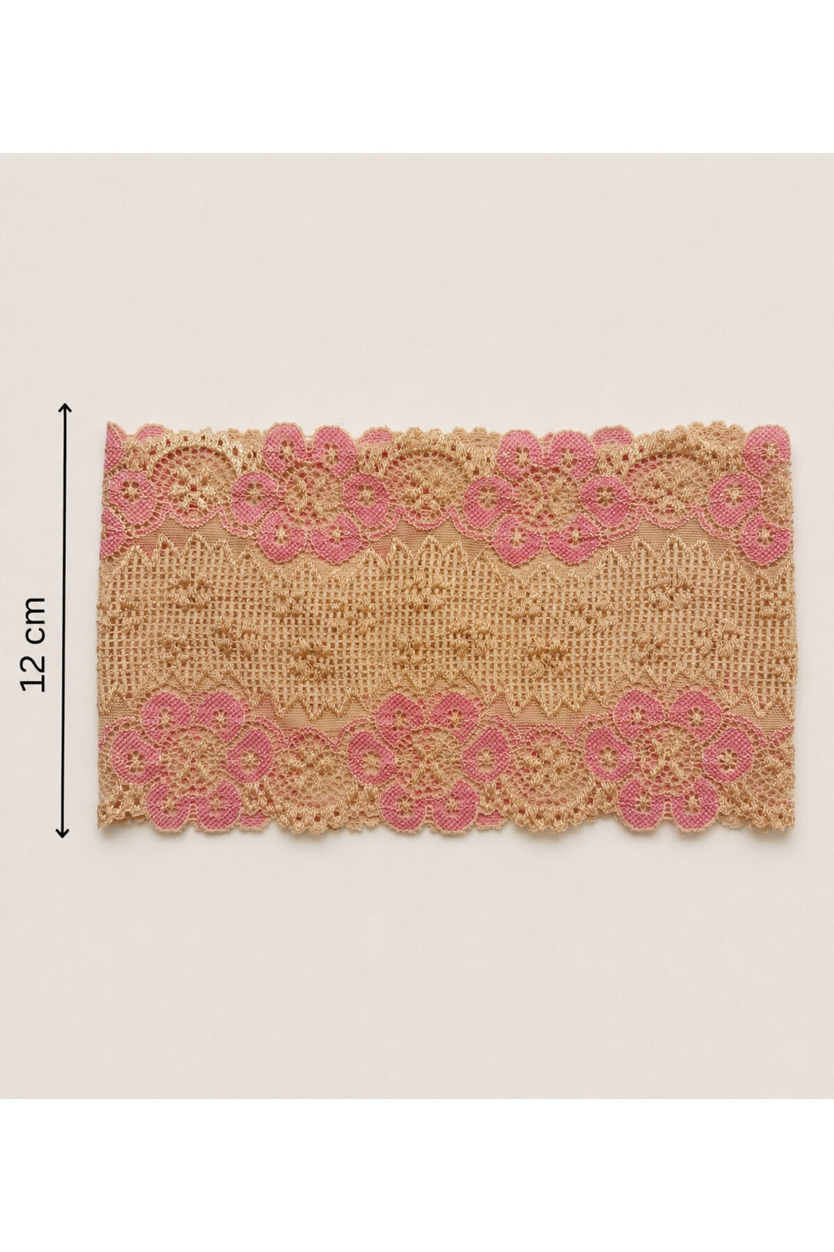 Dantel Saç Bandı Geniş Bohem Vintage Kadın Saç Aksesuarı Pembe çiçekli