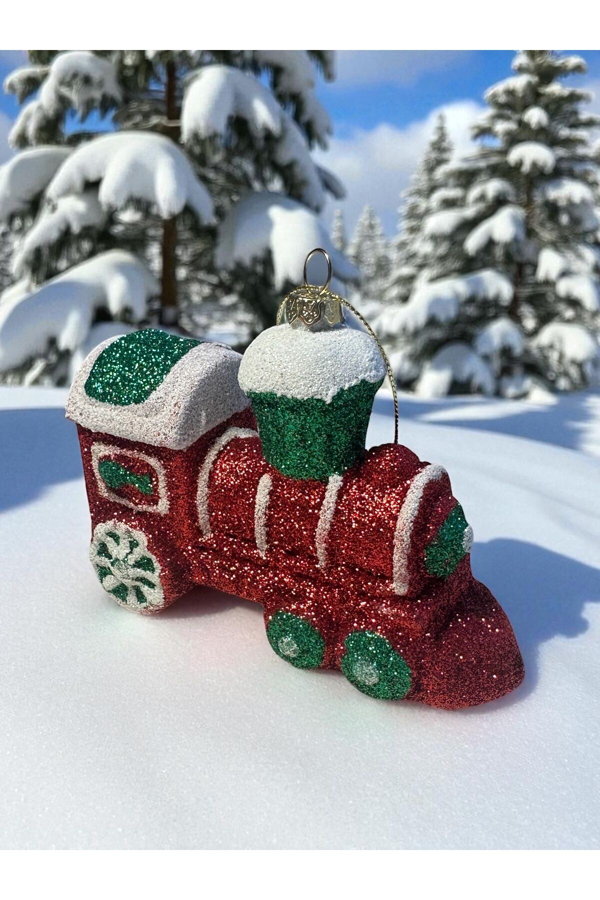 3 boyutlu Simli Yılbası susu Yılbaşı ağacı süs kardan adam noel çorabı Yeşil tren