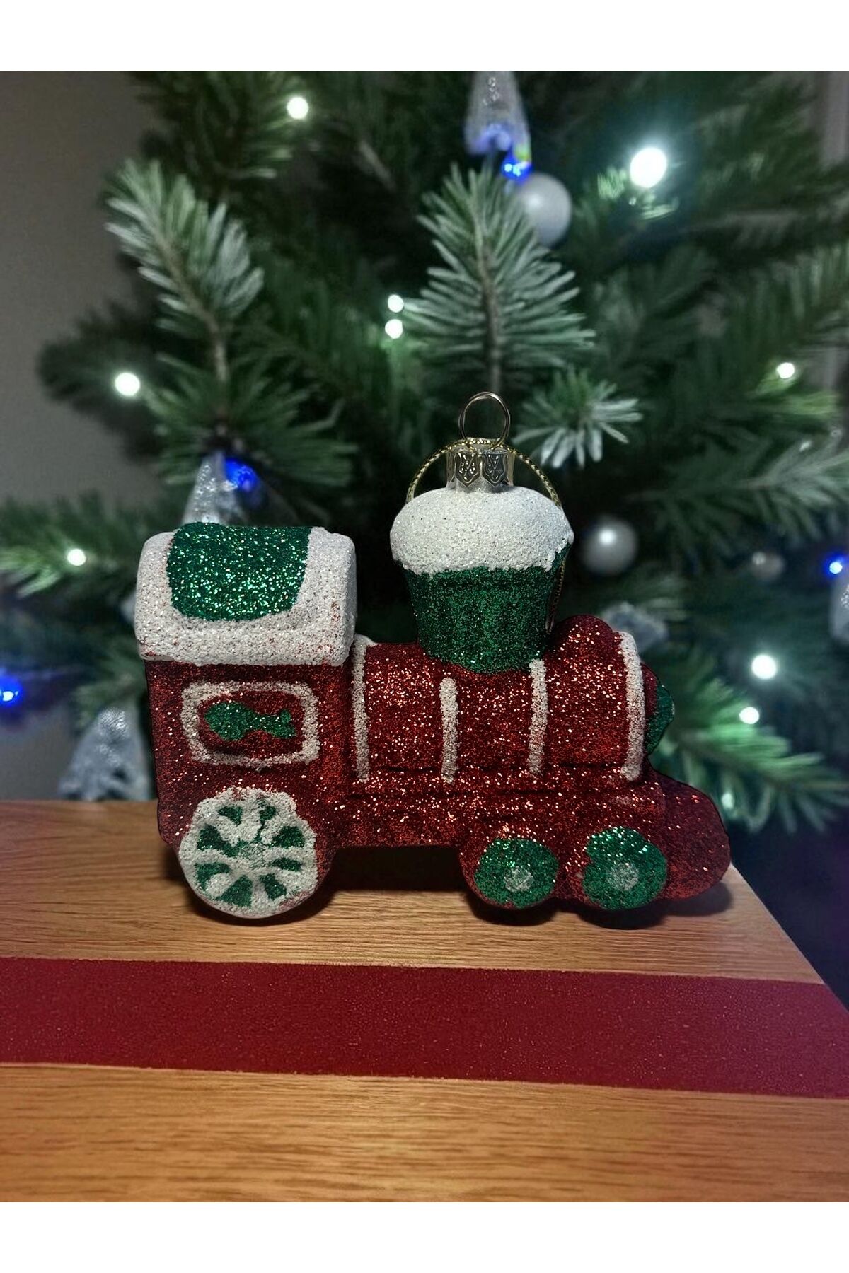 3 boyutlu Simli Yılbası susu Yılbaşı ağacı süs kardan adam noel çorabı Yeşil tren
