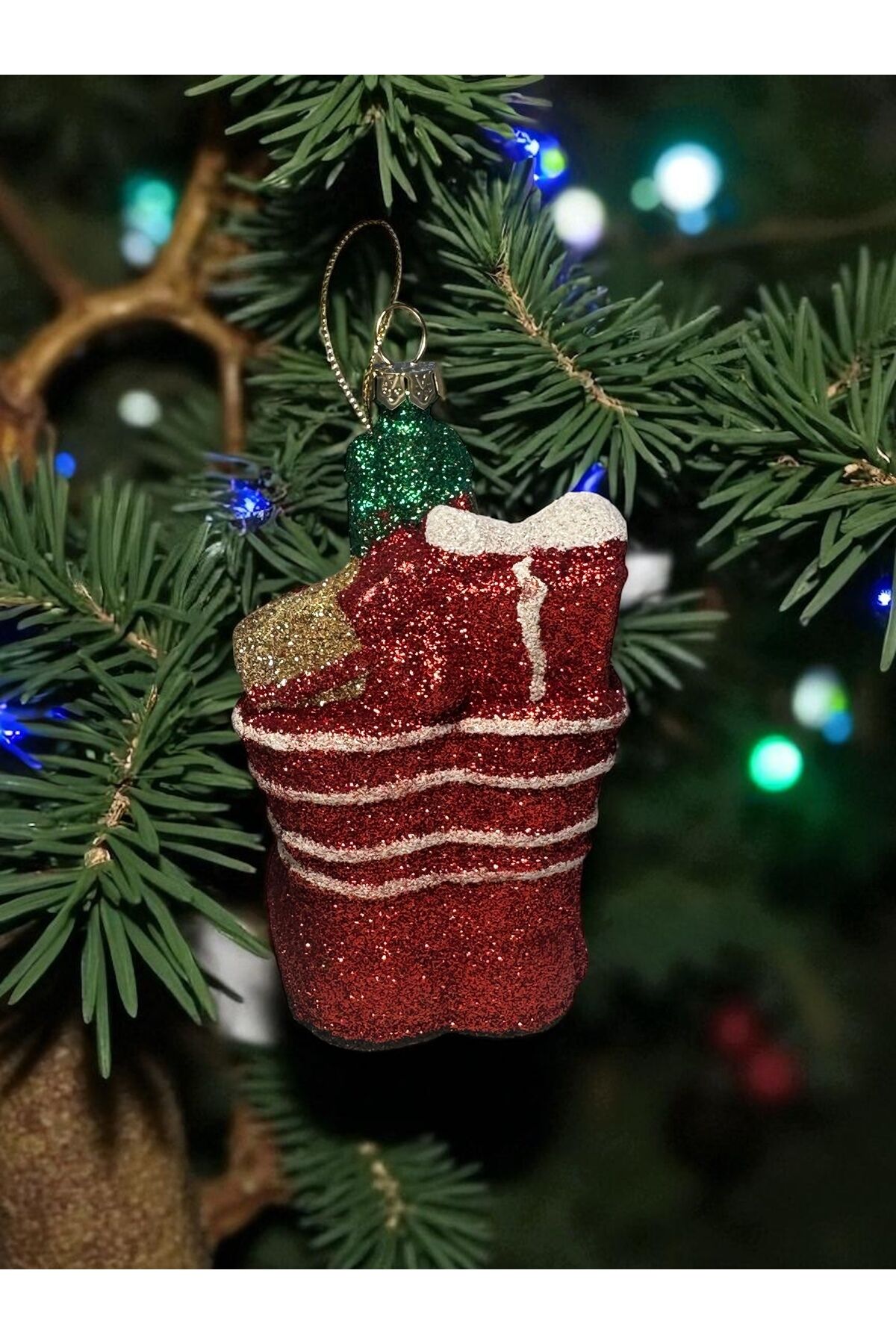 3 boyutlu Simli Yılbası susu Yılbaşı ağacı süs kardan adam noel çorabı Kırmızı noel corabı