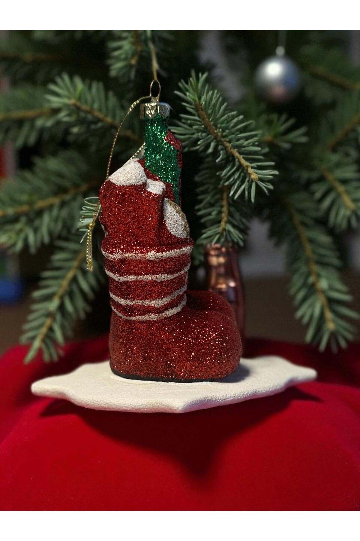 3 boyutlu Simli Yılbası susu Yılbaşı ağacı süs kardan adam noel çorabı Kırmızı noel corabı