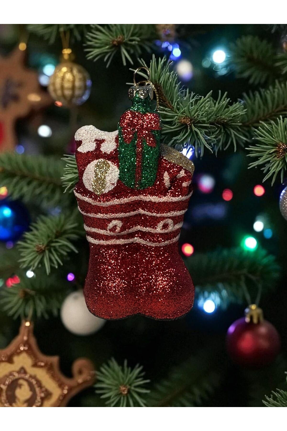 3 boyutlu Simli Yılbası susu Yılbaşı ağacı süs kardan adam noel çorabı Kırmızı noel corabı