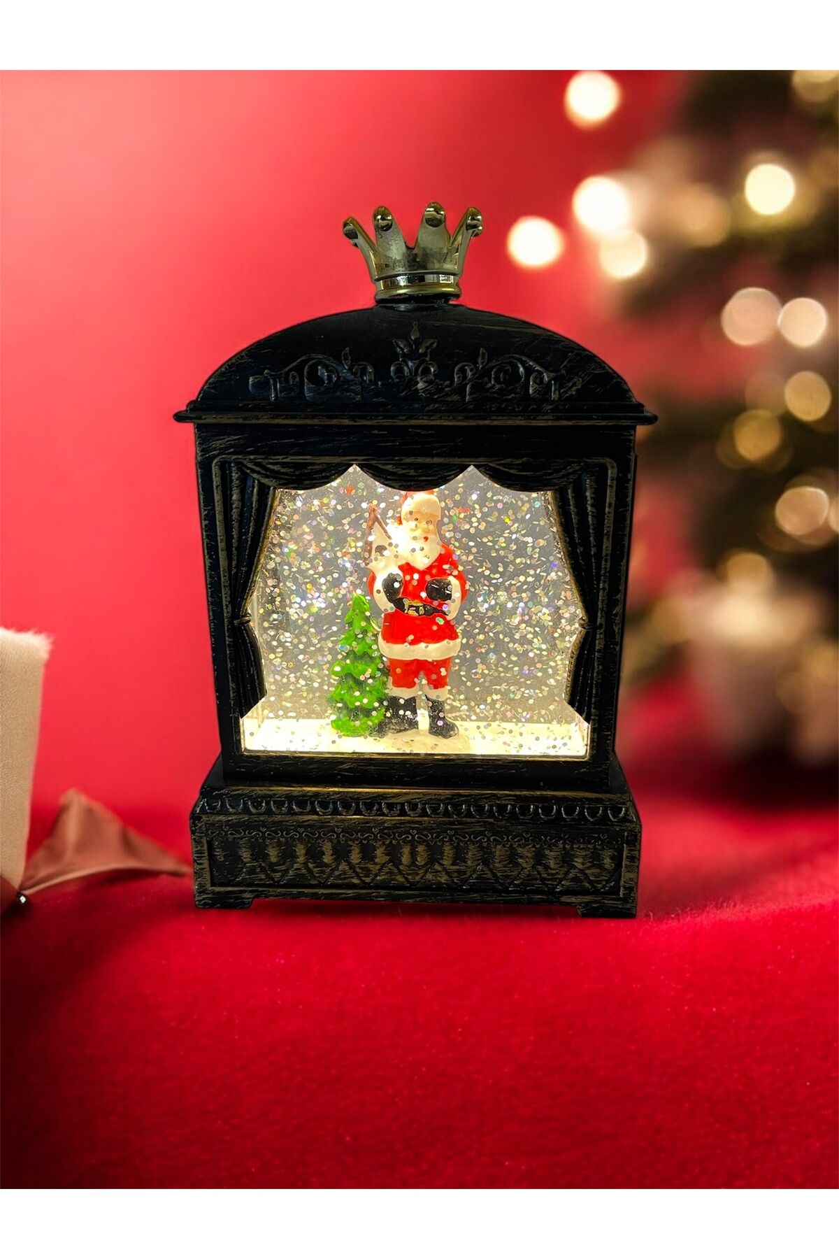 Led Yılbaşı süsü Noel baba klubesi ışıklı Süs Çam ağacı led Gümüş  noel baba