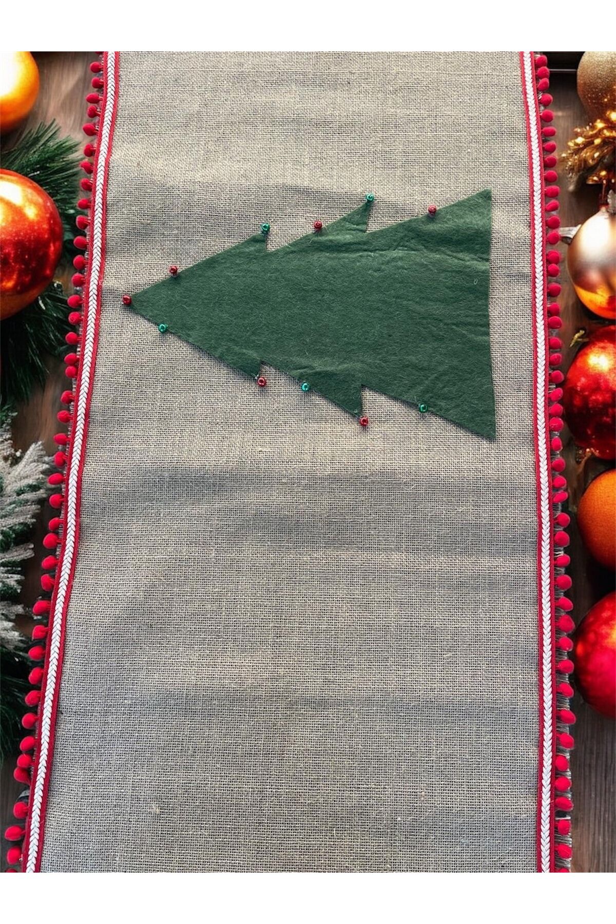 Yılbası runner Çam ağacı yılbası masa örtüsü noel masa dekorasyonu Yeşil runner 1,5 m