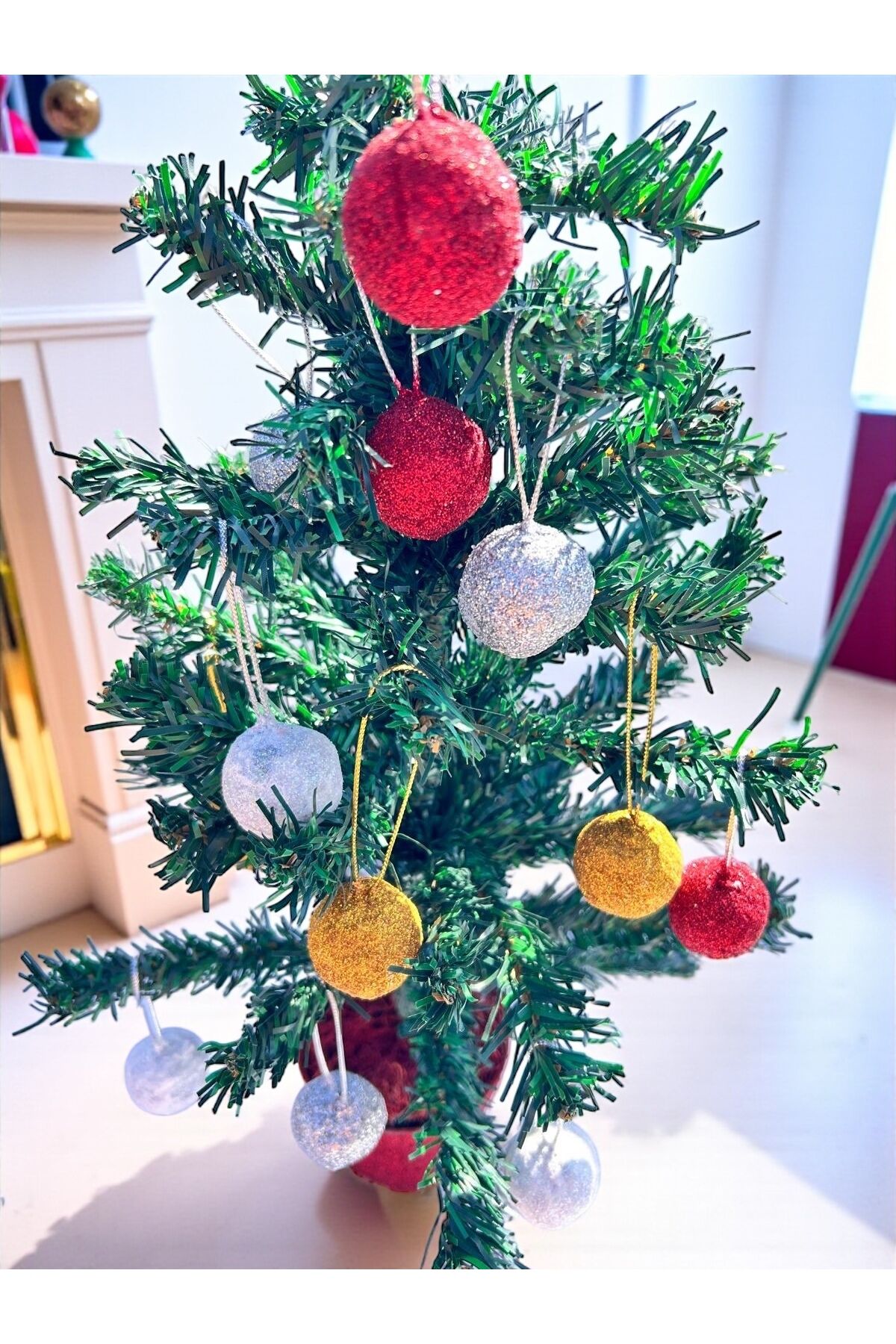 Yılbaşı ağacı süsleri noel set parlak top ağaç süsü Kırmızı 12 adet top