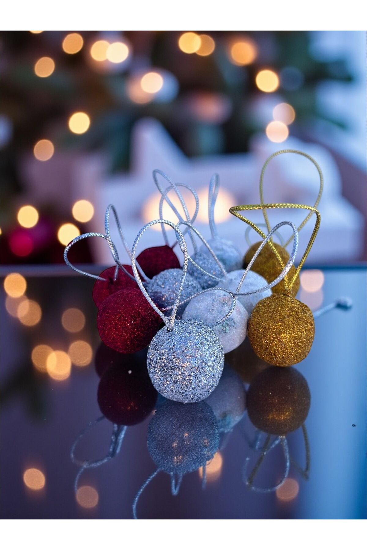 Yılbaşı ağacı süsleri noel set parlak top ağaç süsü Kırmızı 12 adet top