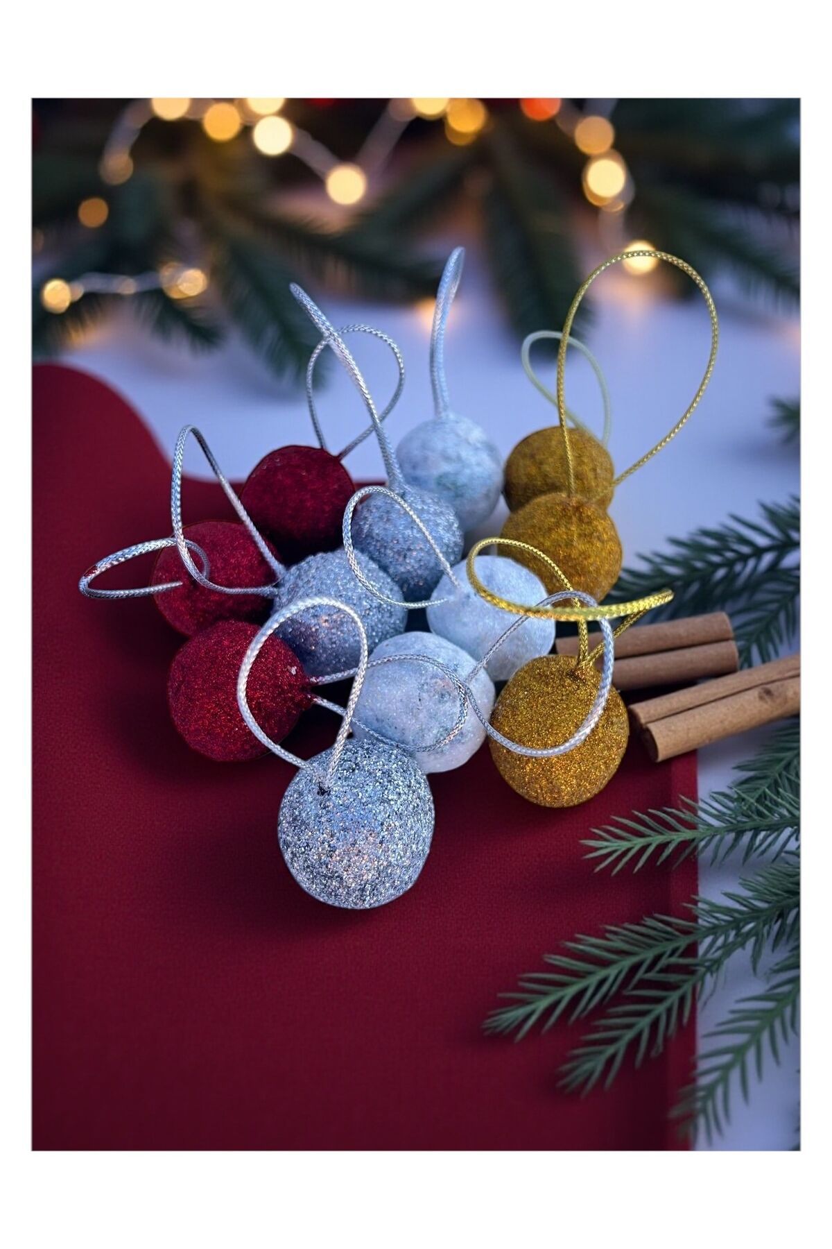 Yılbaşı ağacı süsleri noel set parlak top ağaç süsü Kırmızı 12 adet top