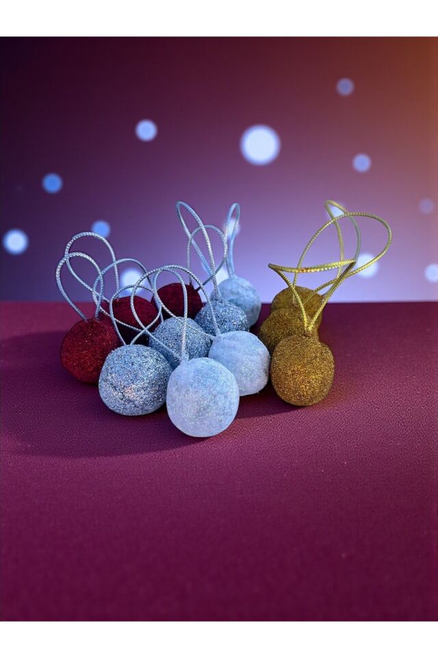 Yılbaşı ağacı süsleri noel set parlak top ağaç süsü Kırmızı 12 adet top