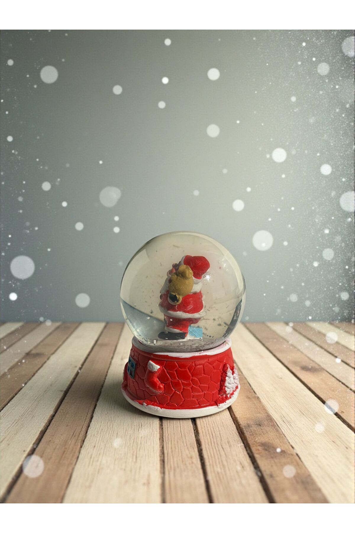 Yılbaşı Kar Küresi noel baba temalı yılbası kuresi 9x6 cm Bordo
