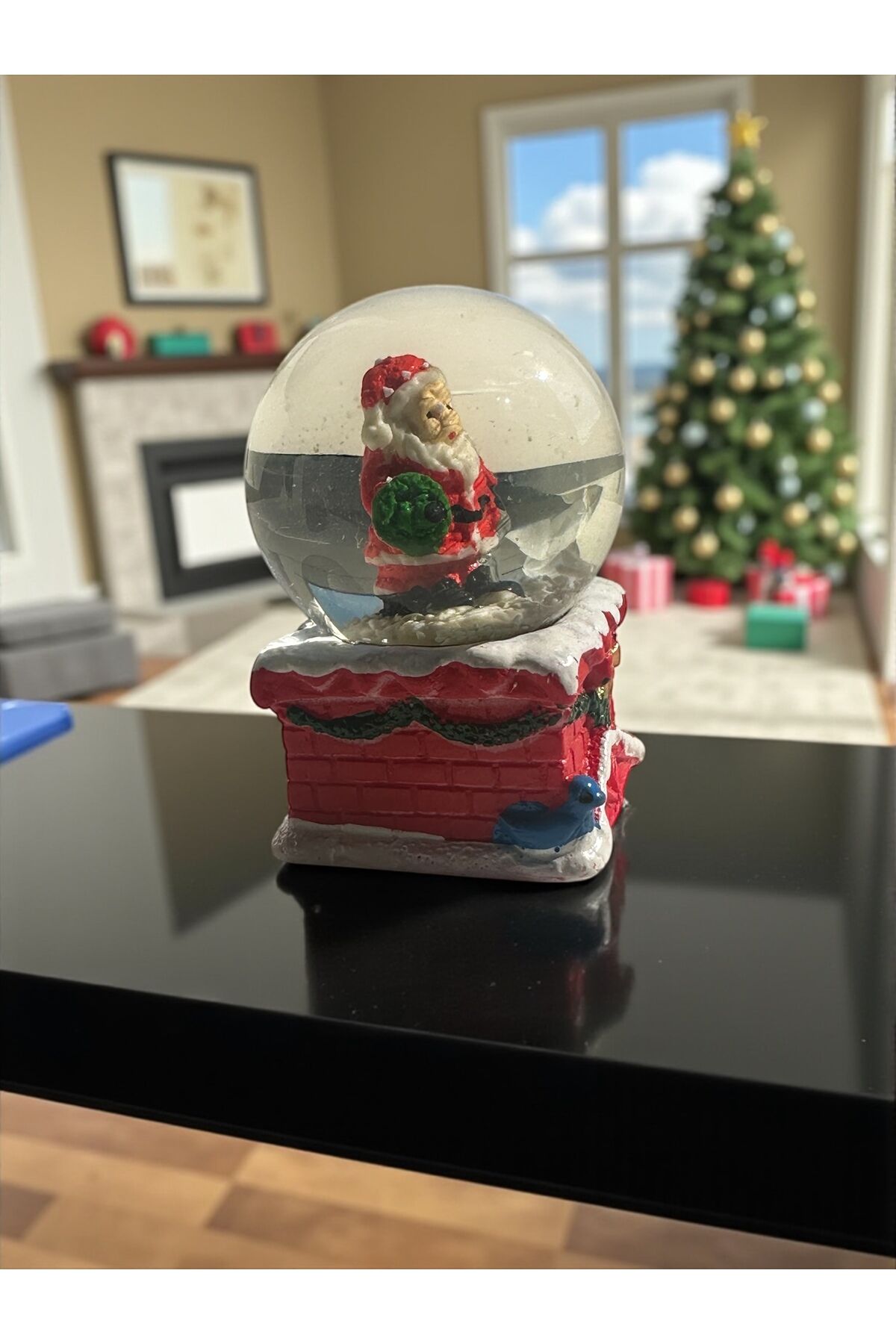 Yılbaşı Kar Küresi noel baba temalı yılbası kuresi 9x6 cm Kırmızı kare kure
