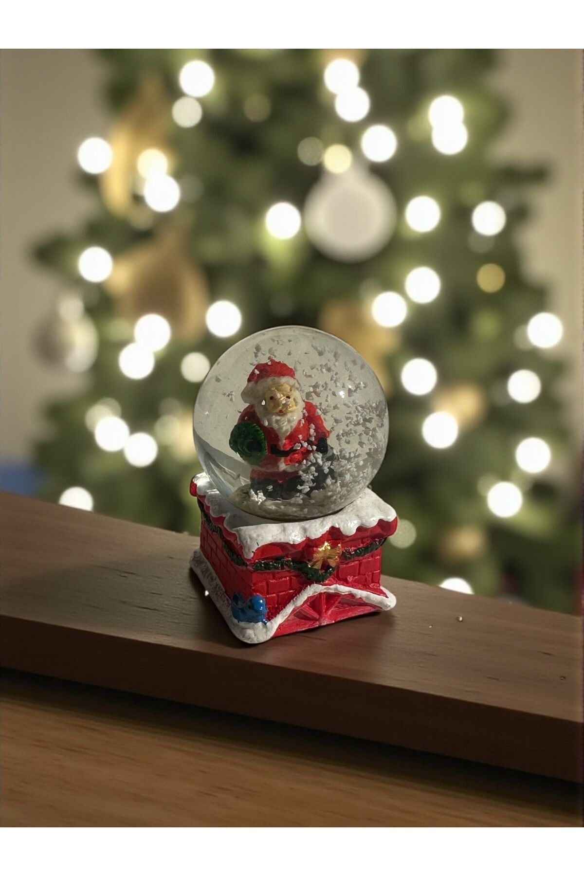 Yılbaşı Kar Küresi noel baba temalı yılbası kuresi 9x6 cm Kırmızı kare kure