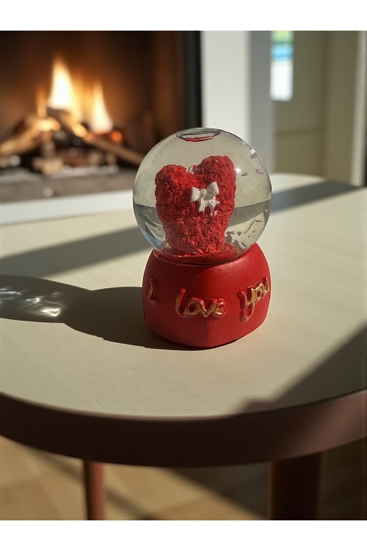 Yılbaşı Kar Küresi noel baba temalı yılbası kuresi 9x6 cm Kırmızı kalp