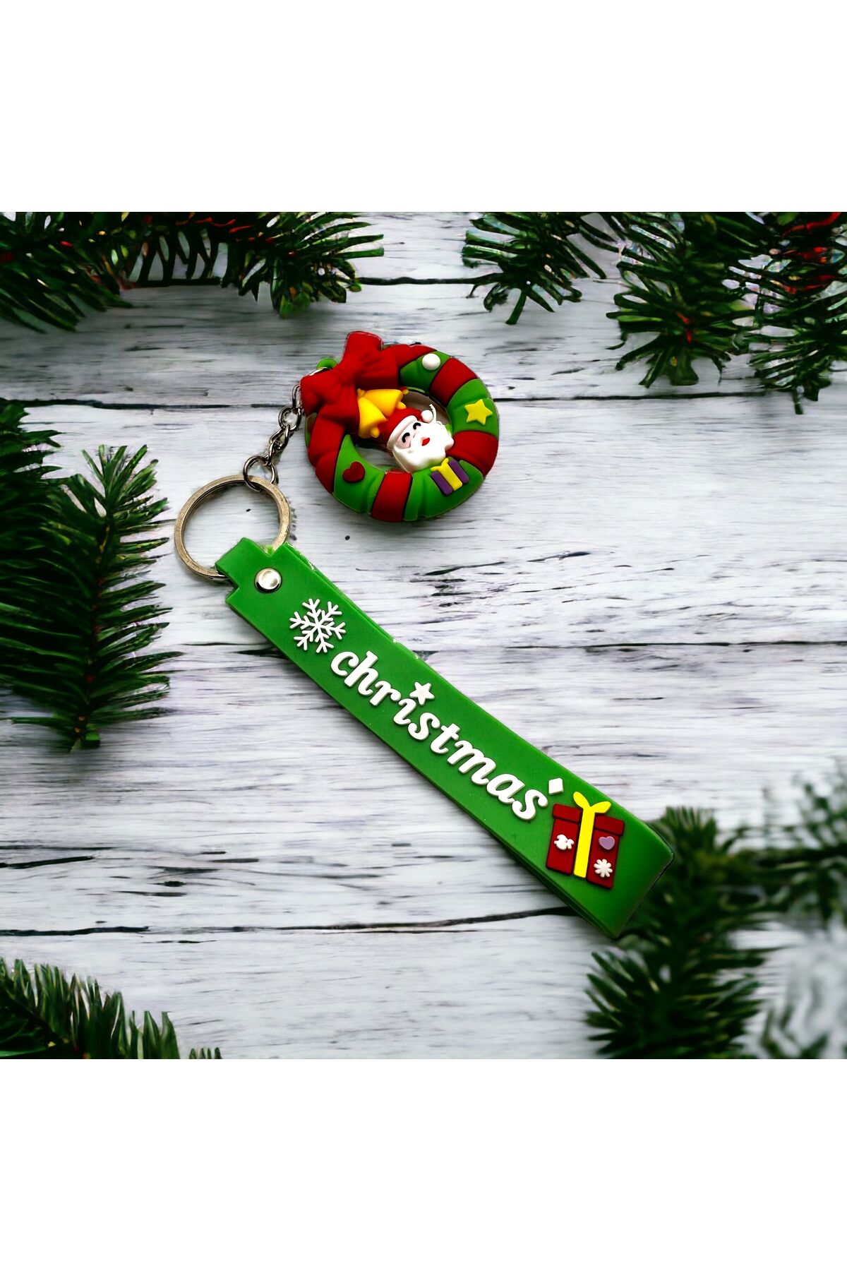Yılbaşı temalı Anahtarlık Yılbaşı hediyesi Anahtarlık Noel Baba Anahtarlık çelenk