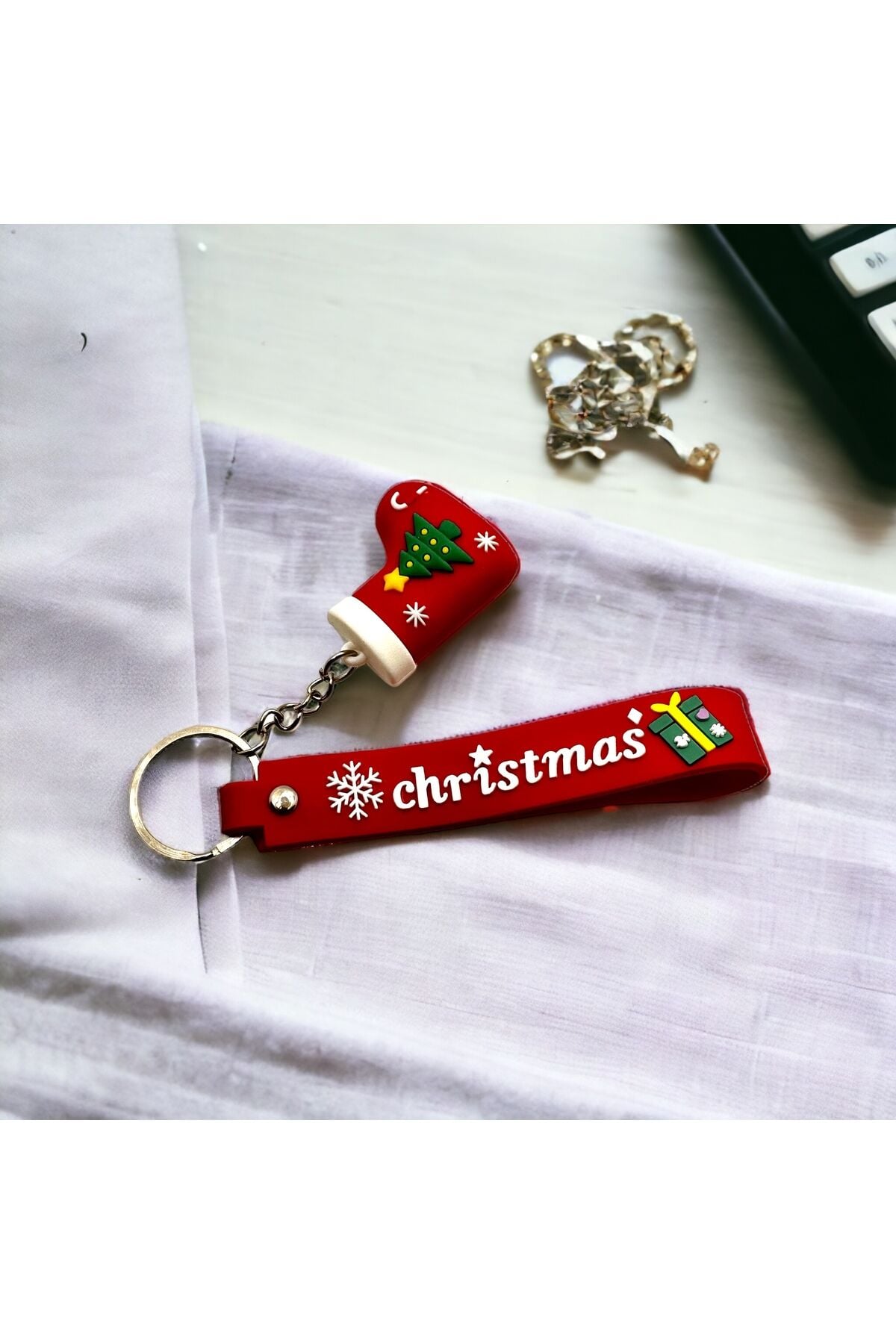 Yılbaşı temalı Anahtarlık Yılbaşı hediyesi Anahtarlık Noel Baba Anahtarlık çorap